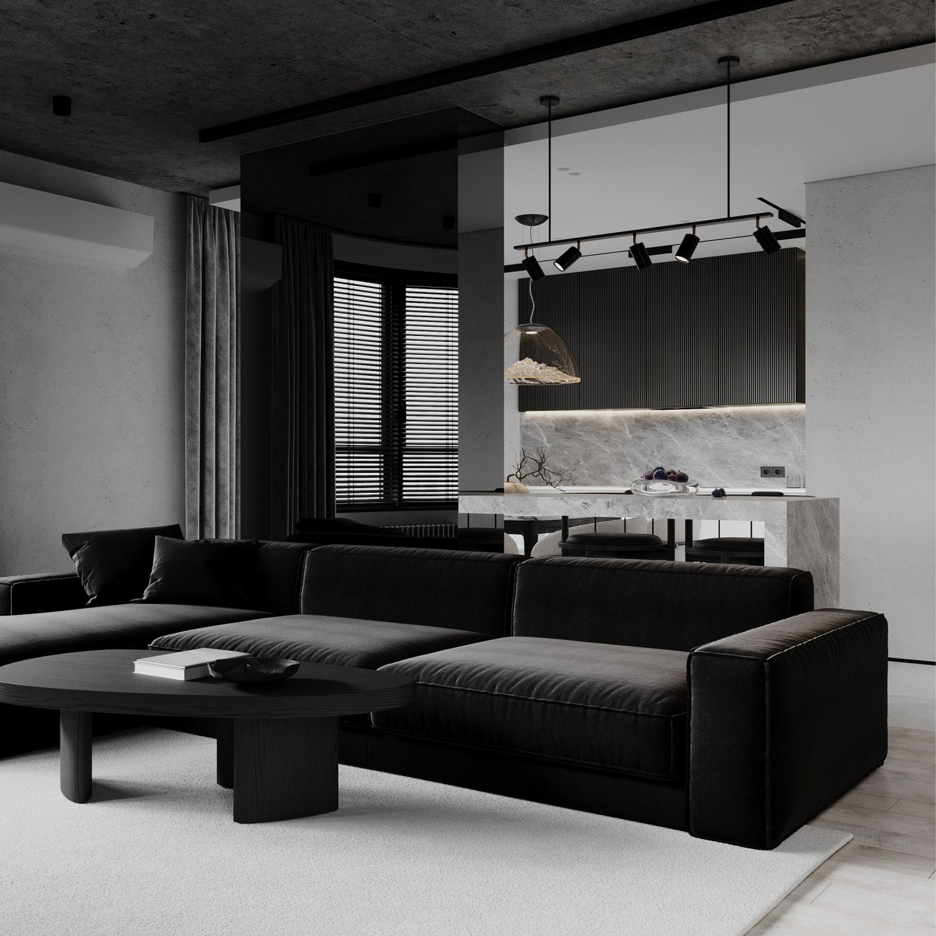 Монохромная гостиная