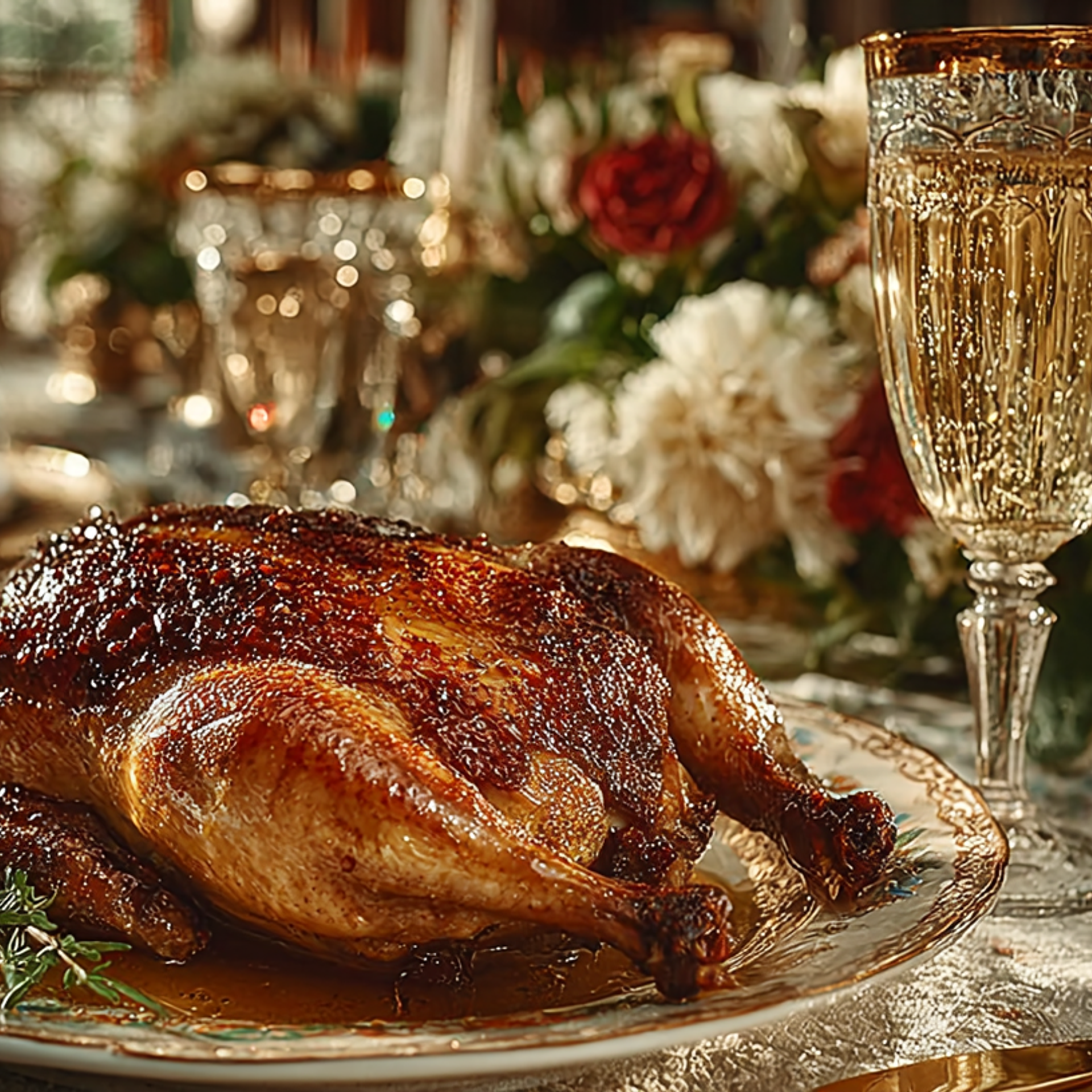 Тёплый, уютный визуал новогоднего ужина.