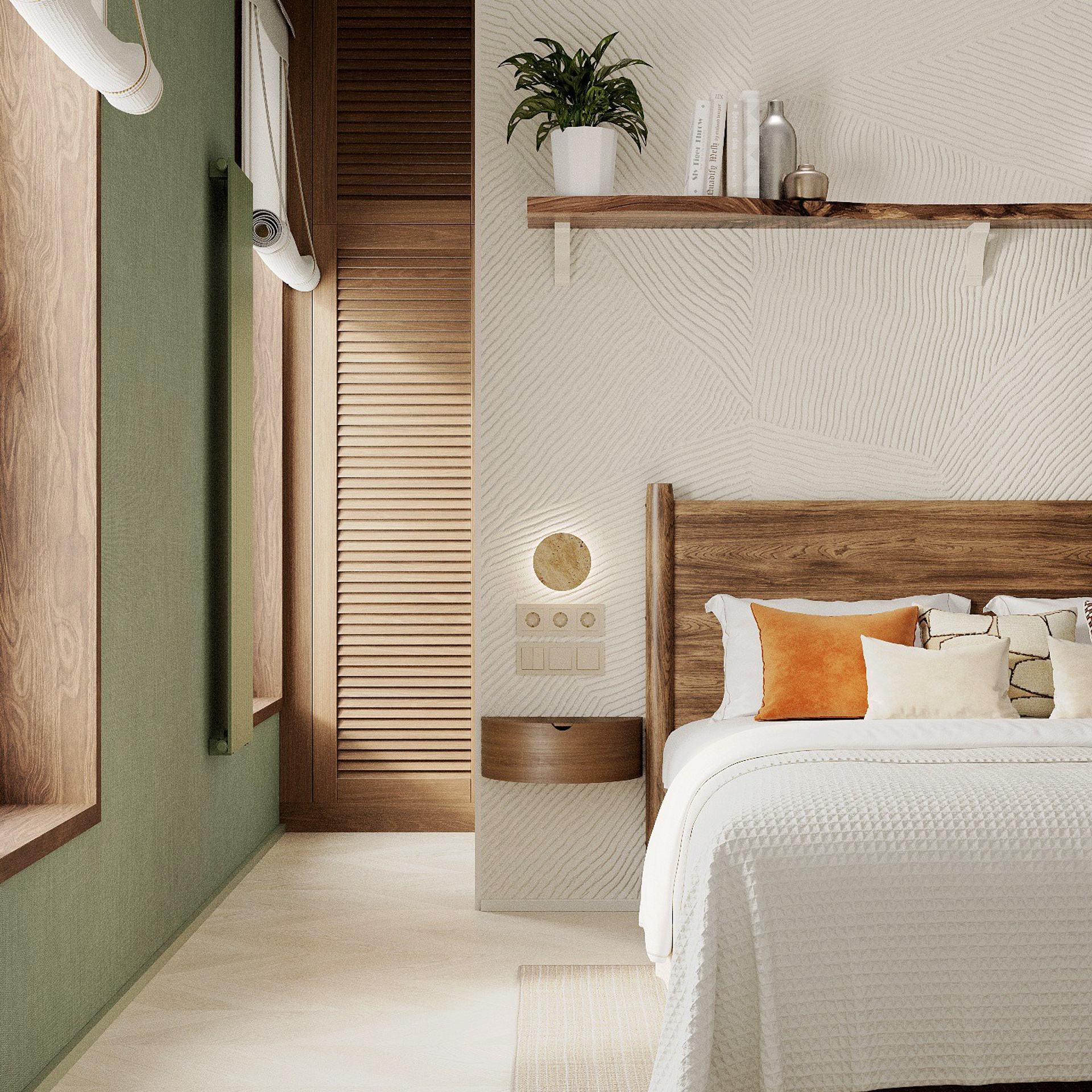 Спальня 20 м². 3D визуализатор интерьера Елена Петрук