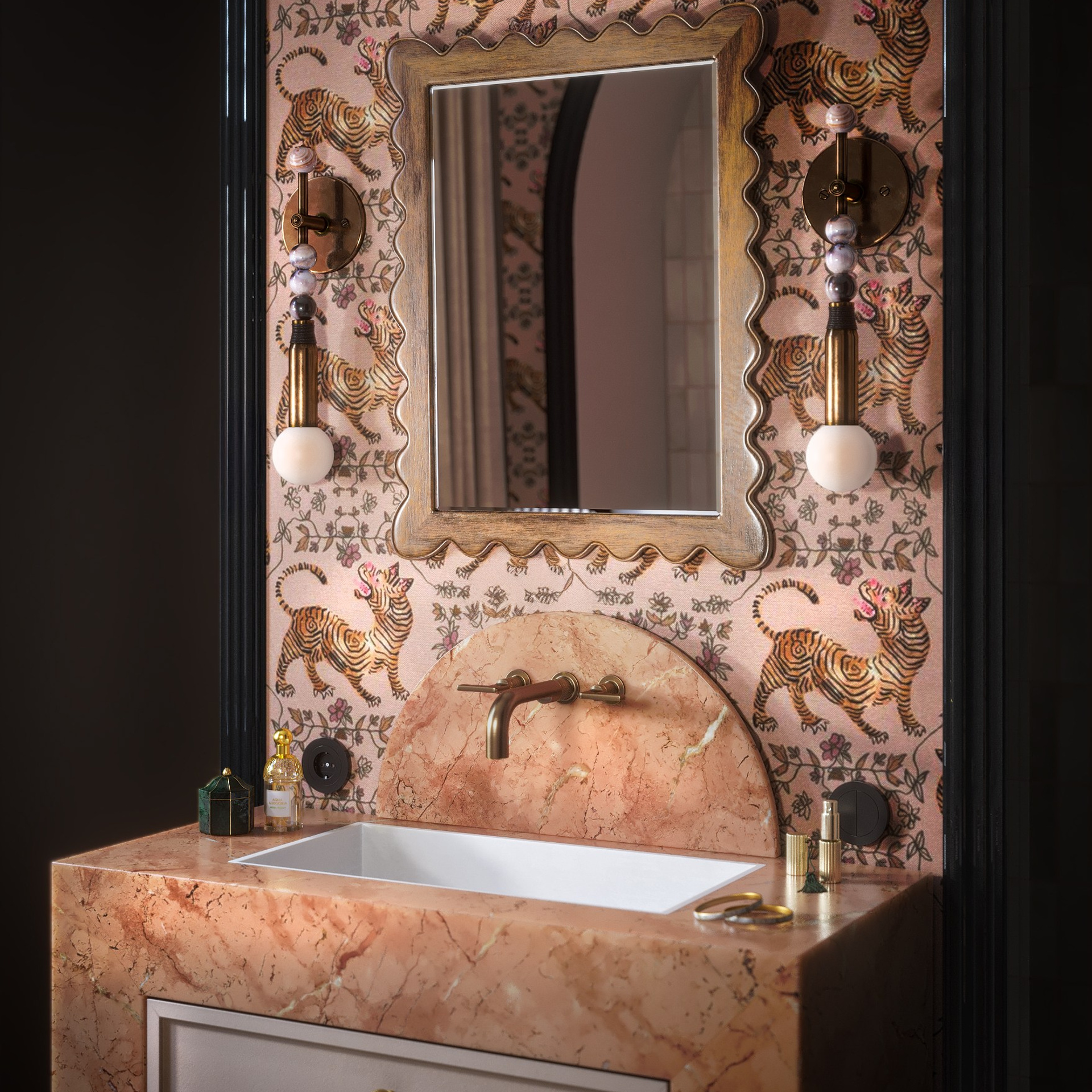 Tiger Blossom Bathroom by Alena Krasnova