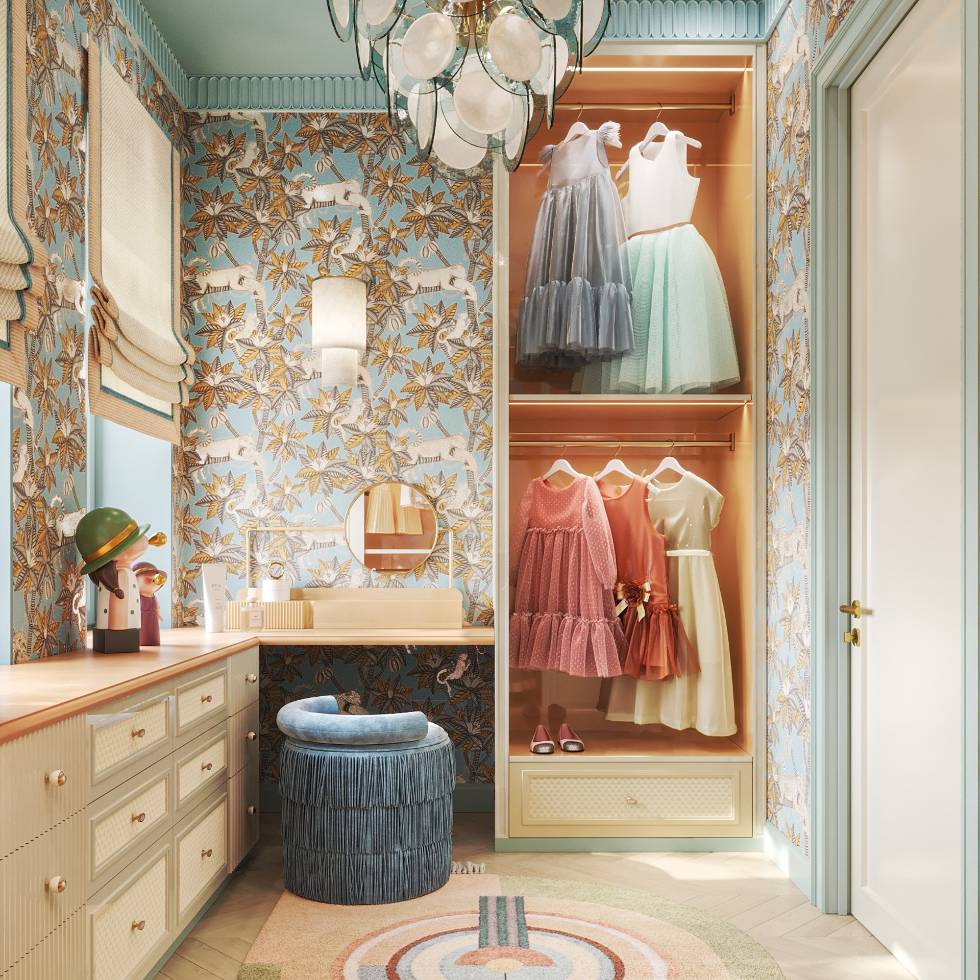 3D visualization of a girl’s dressing room for TADstudio design studio