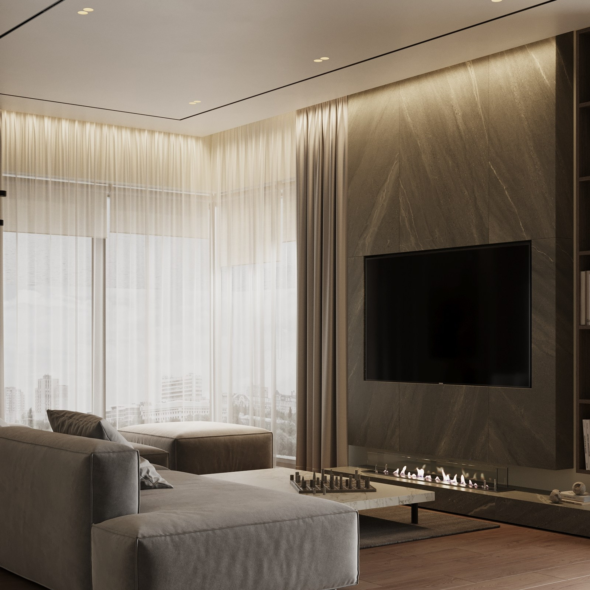 Кухня-гостиная, прихожая, кабинет