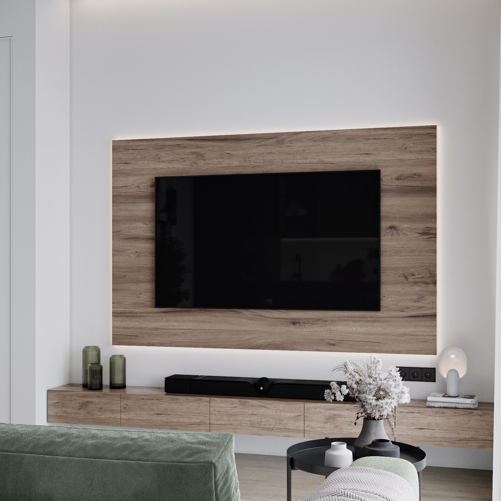 Зеленая кухня. 3D-визуализация