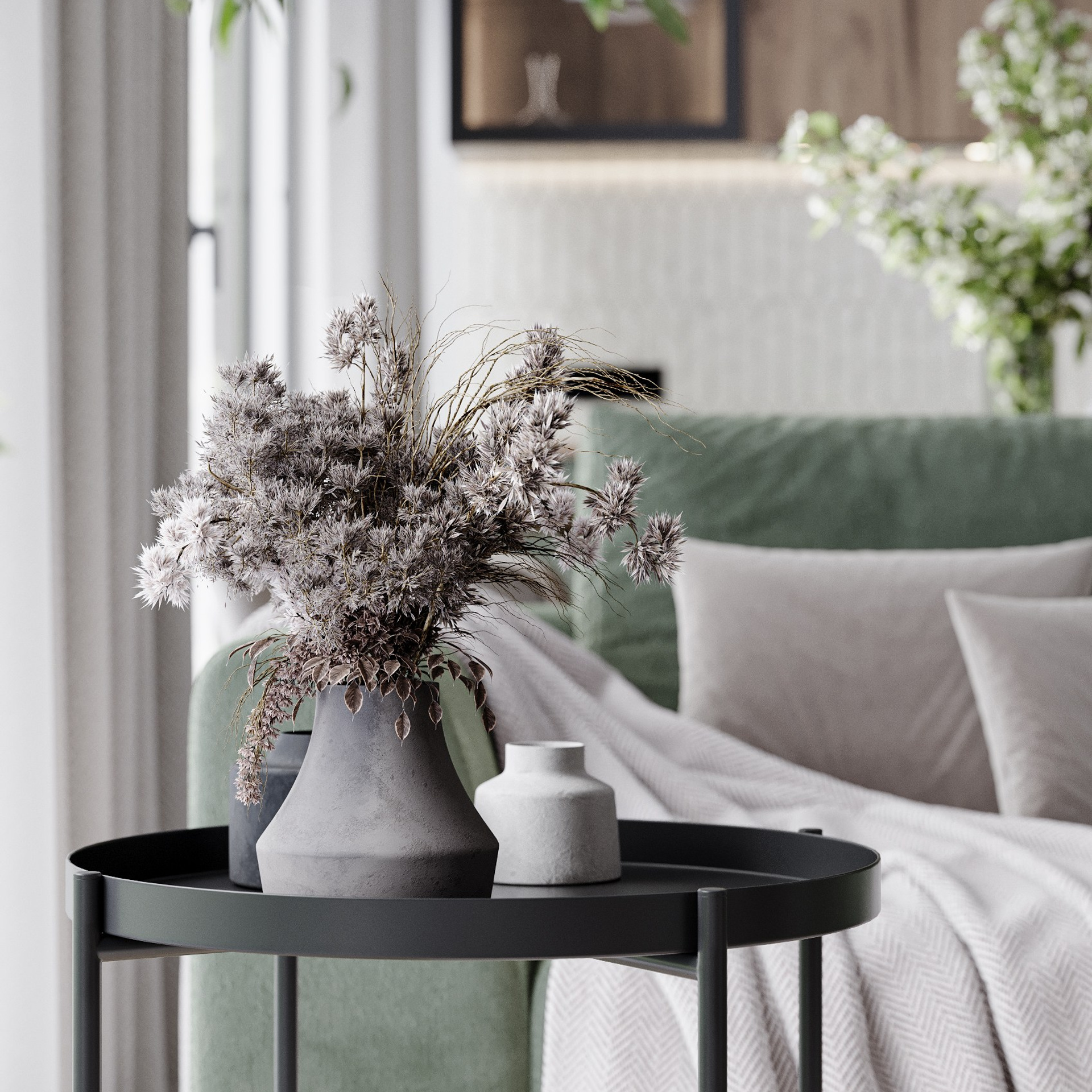 Зеленая кухня. 3D-визуализация