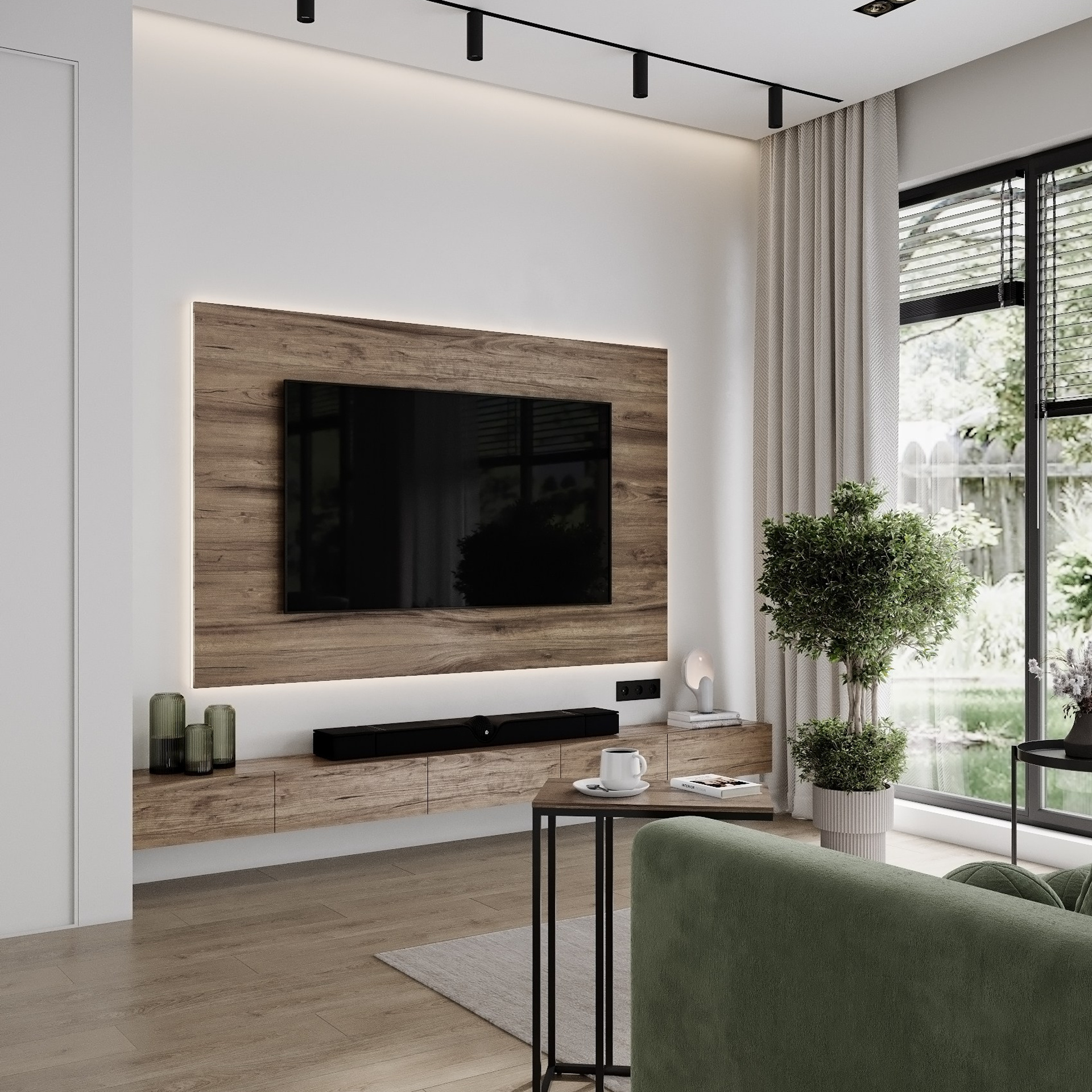 Зеленая кухня. 3D-визуализация