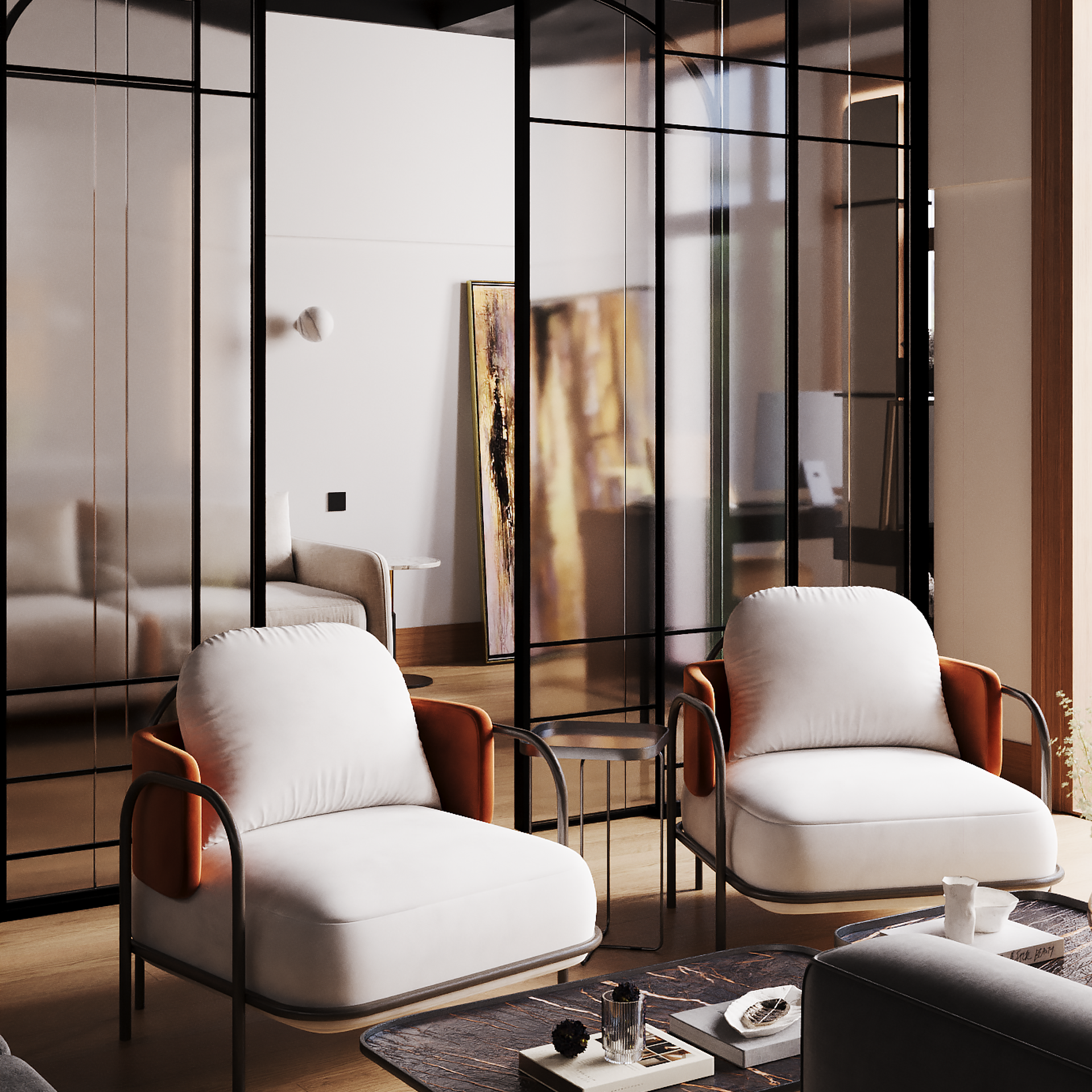 3d visualization | Kitchen and living room_A6_2024