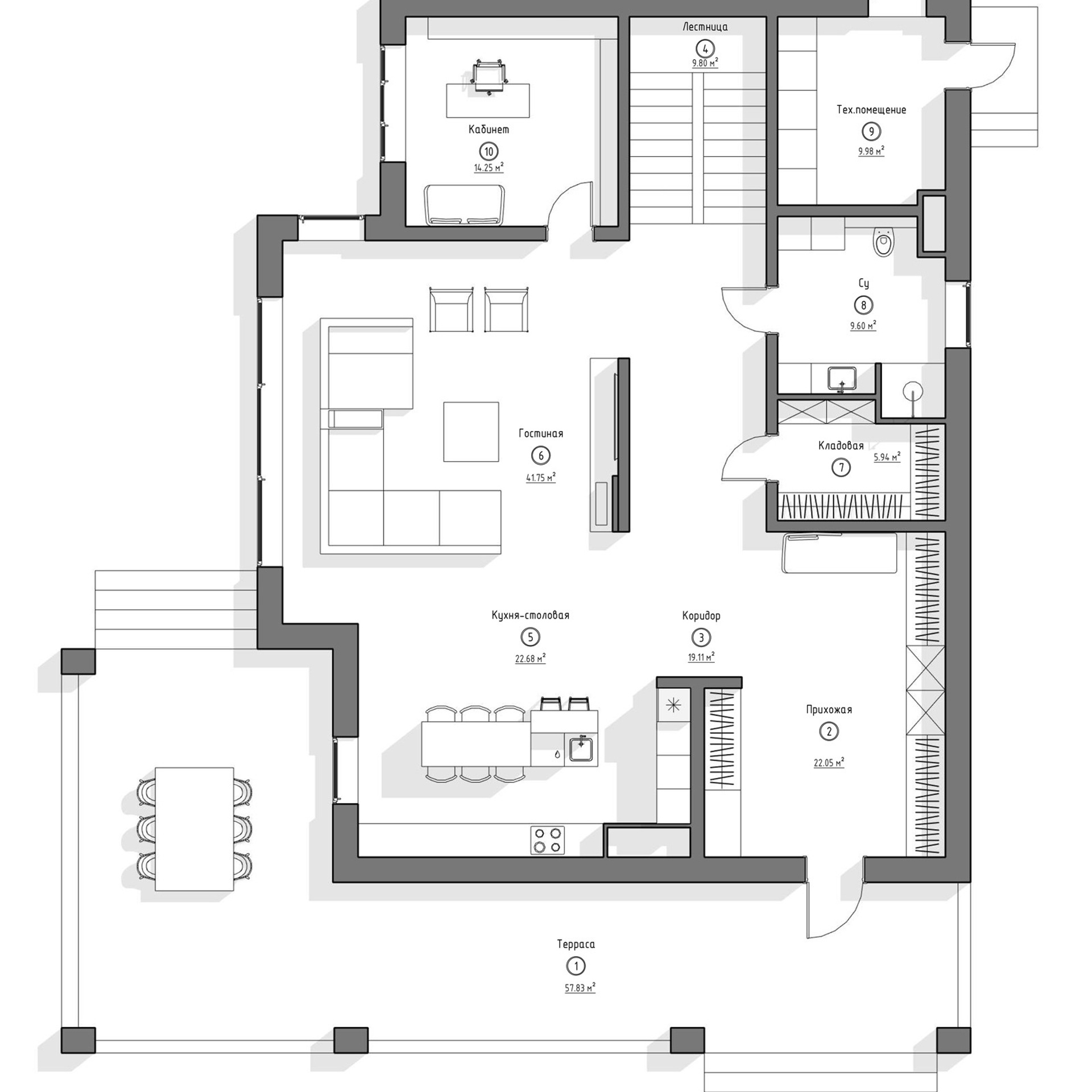 Загородный дом в Подмосковье, 380 м². Дизайн интерьера домов и квартир в Москве
