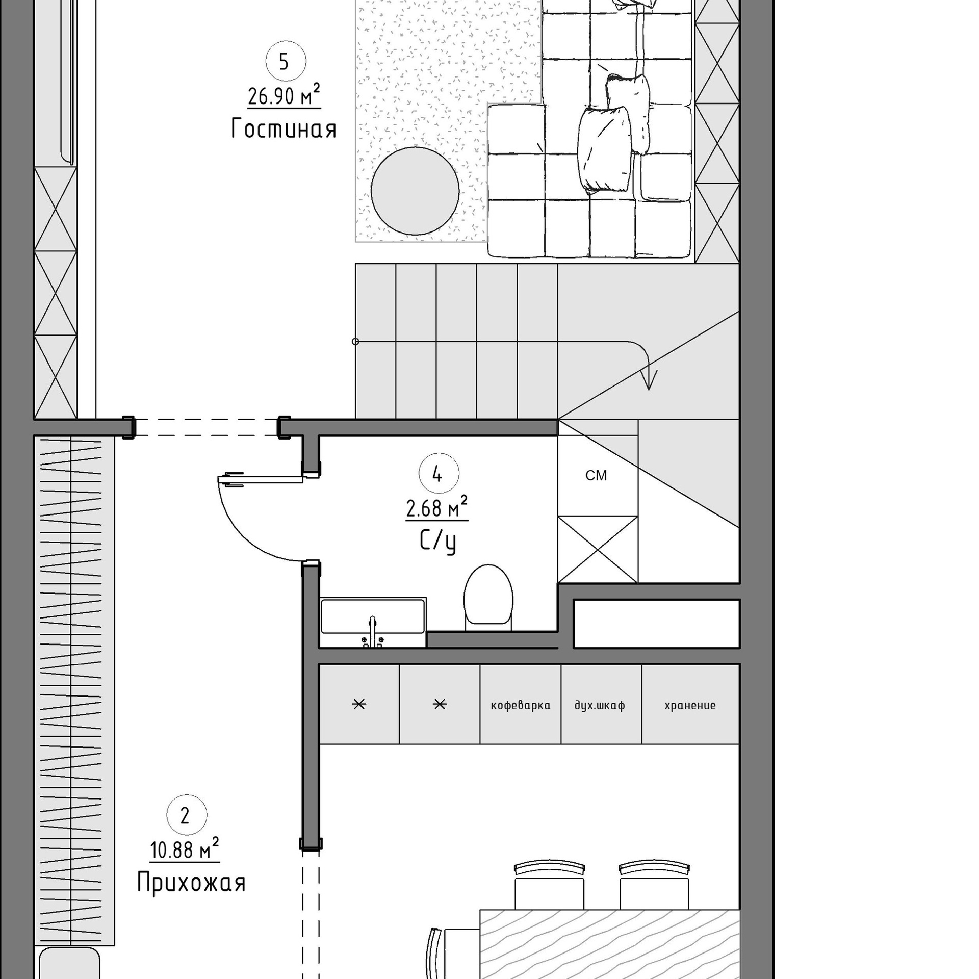 Таунхаус, Московская обл., 110 м². Дизайн интерьера домов и квартир в Москве