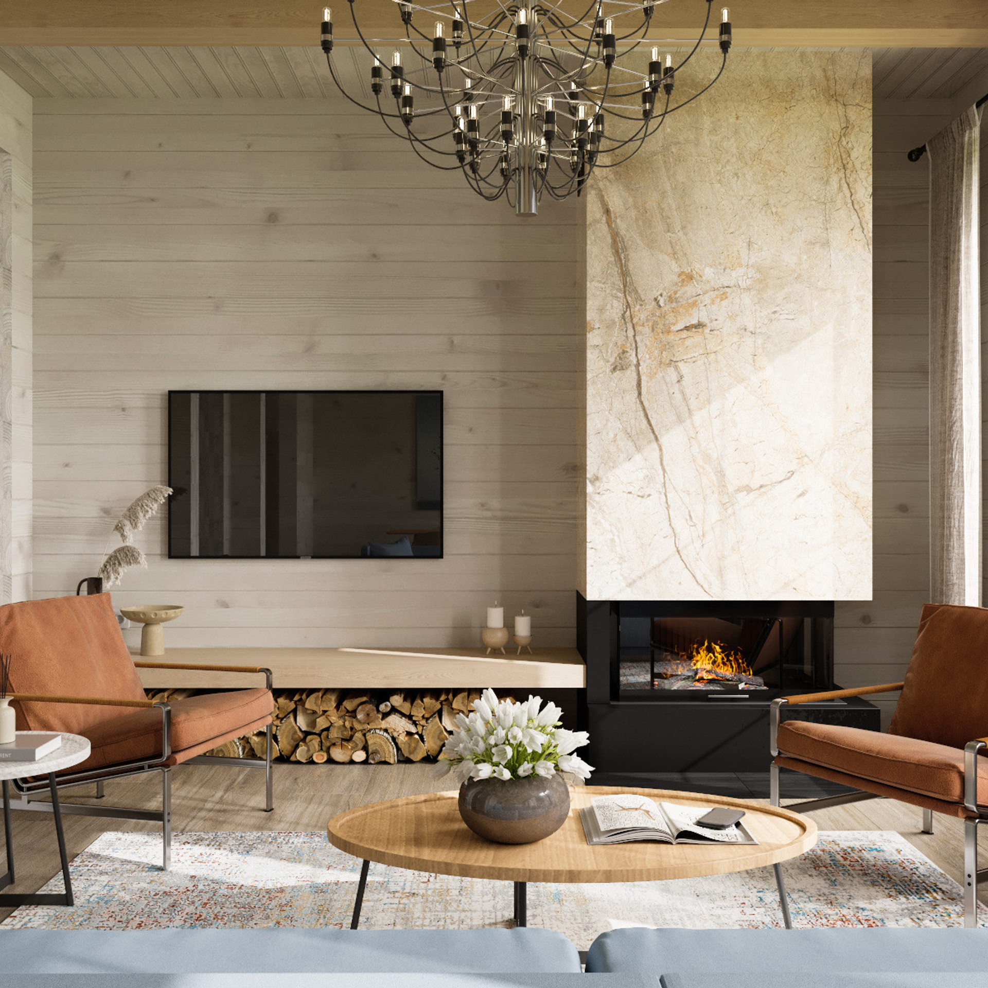 Дом из клееного бруса, 310 м². Дизайн интерьера домов и квартир в Москве