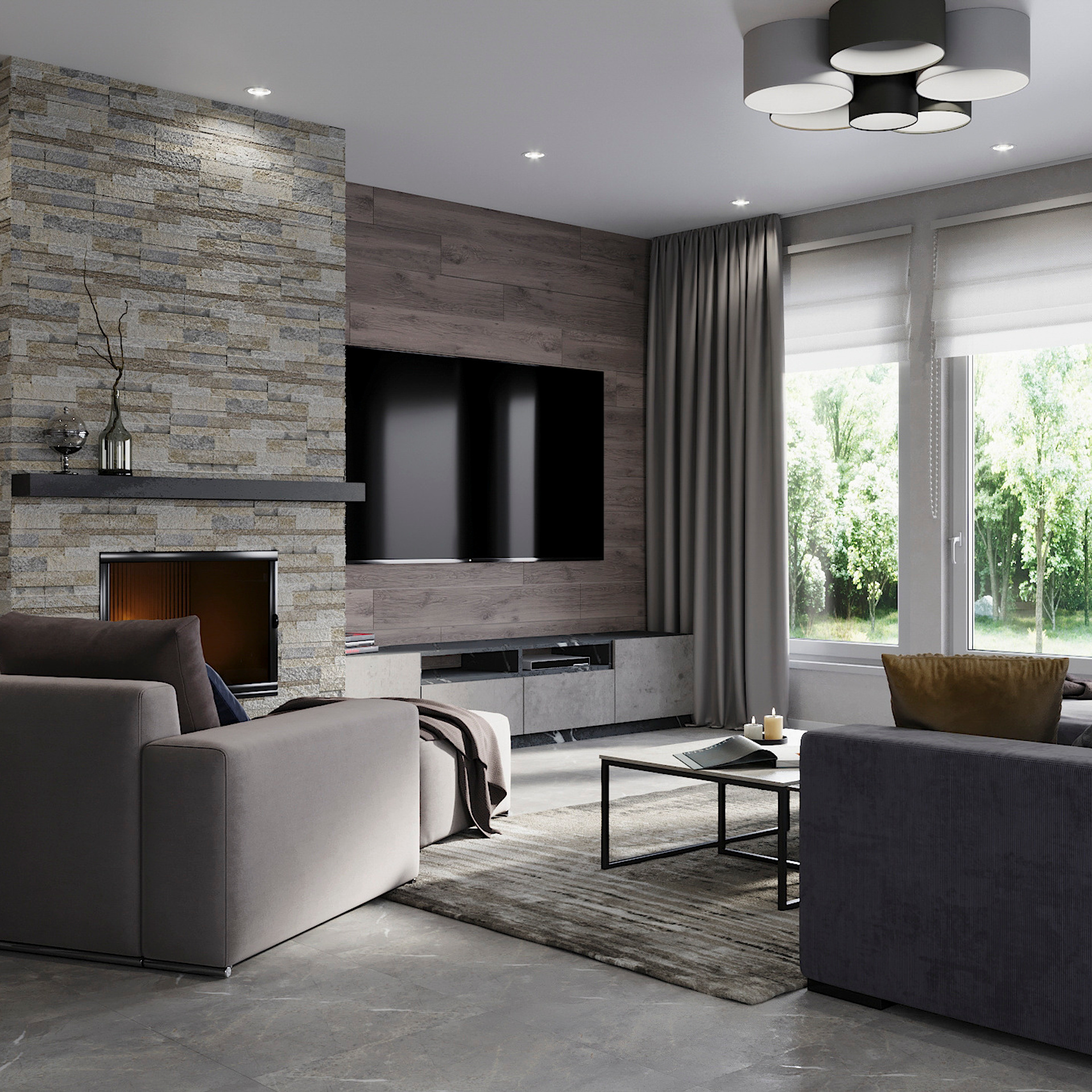 Кухня-гостиная в загородном доме в п. Волочаевка, 54,5 м²