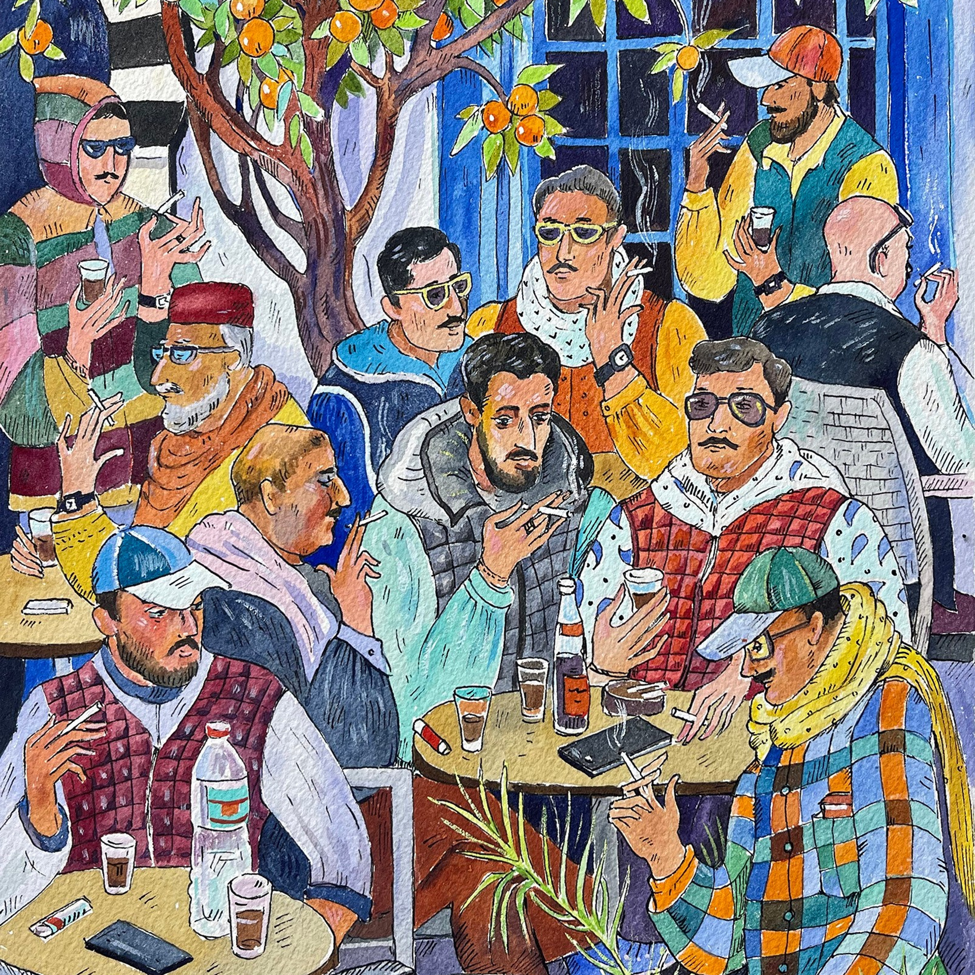 Watercolors and acrylics