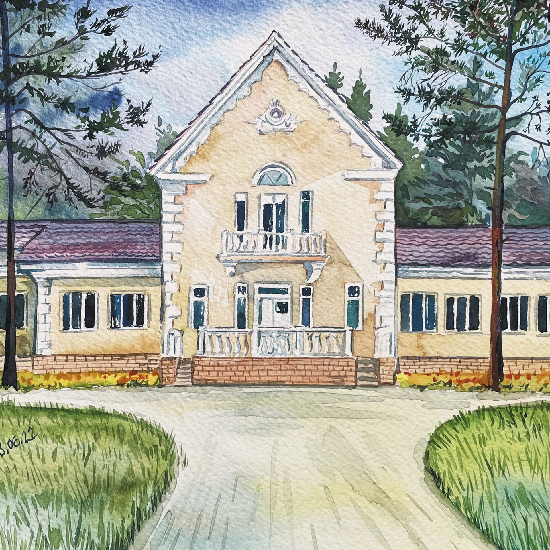 «Дача дедушки Мороза». Акварель, 30,5х23 см., 2022