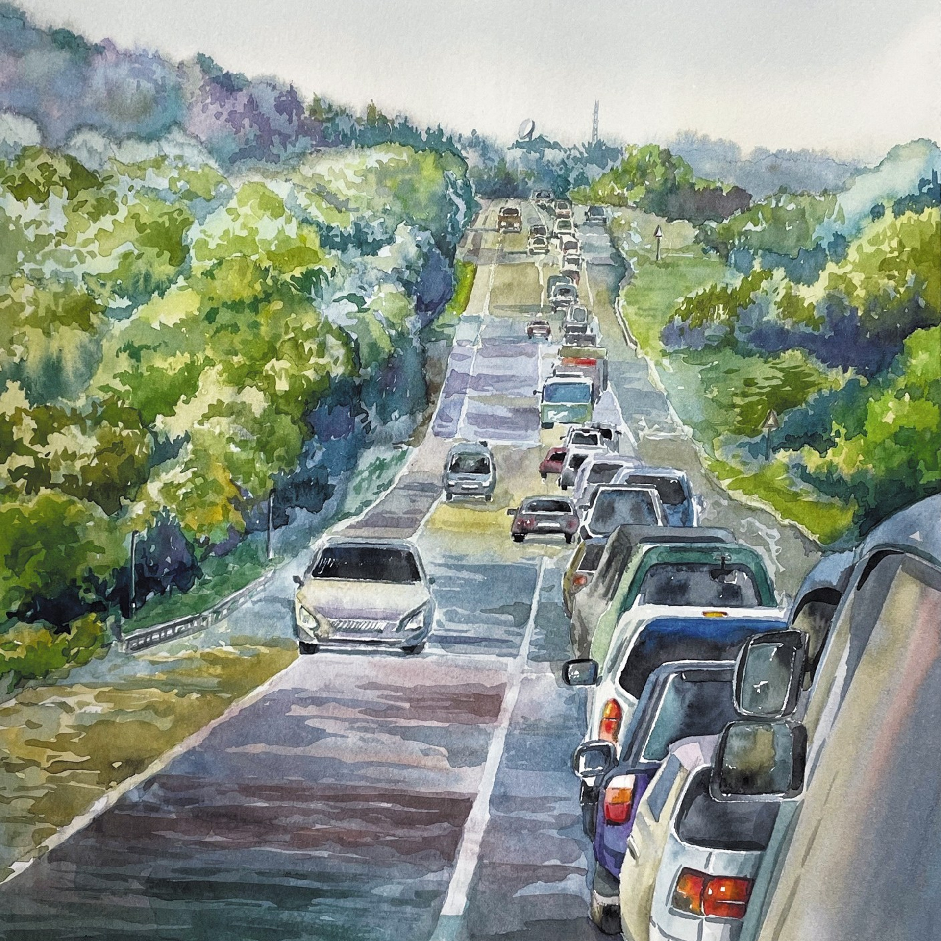 «Солнце! Пора на море…». Акварель, 30х45 см., 2025