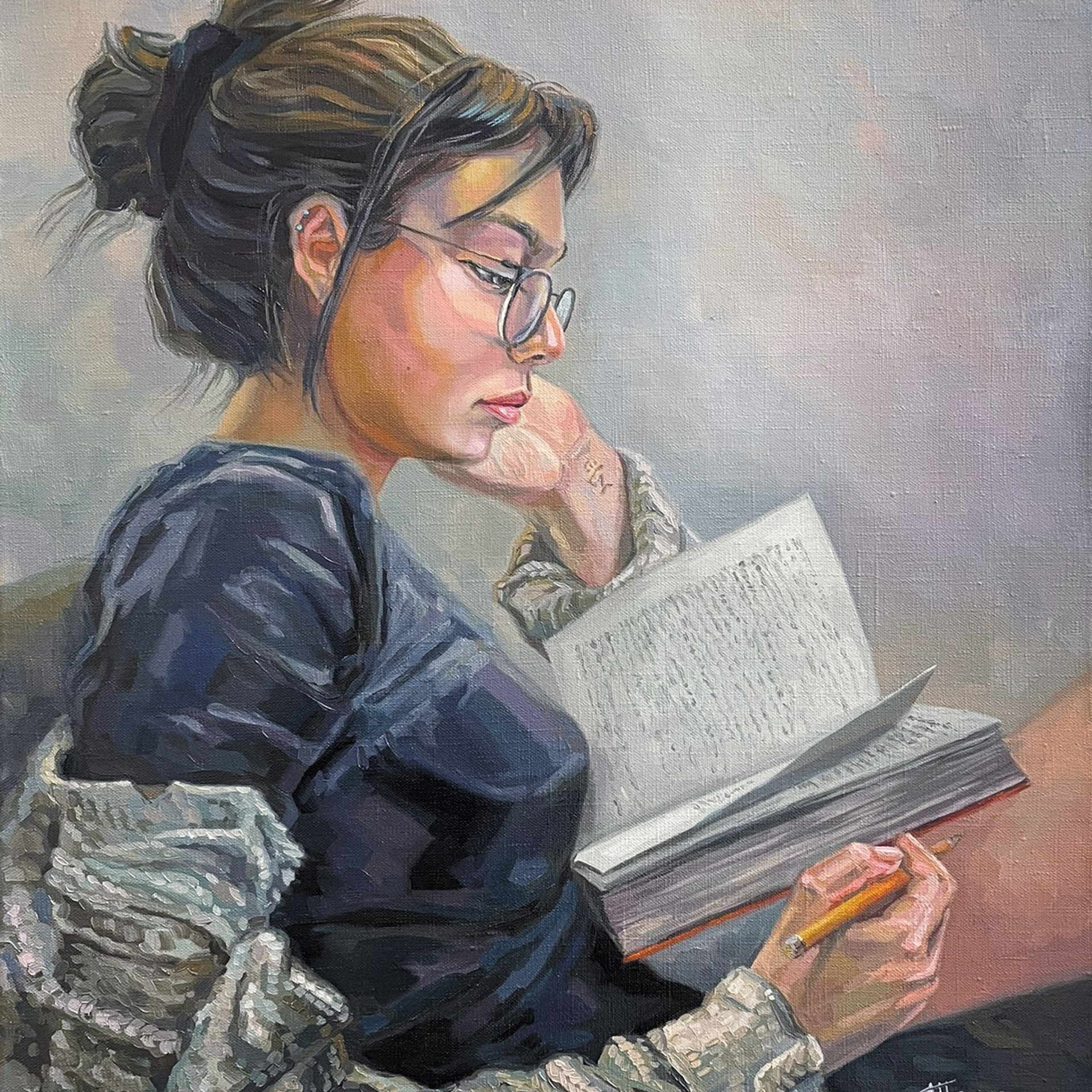 «Любовь к знанию. Анастасия Витальевна Ким». Масло, 50х60 см., 2025
