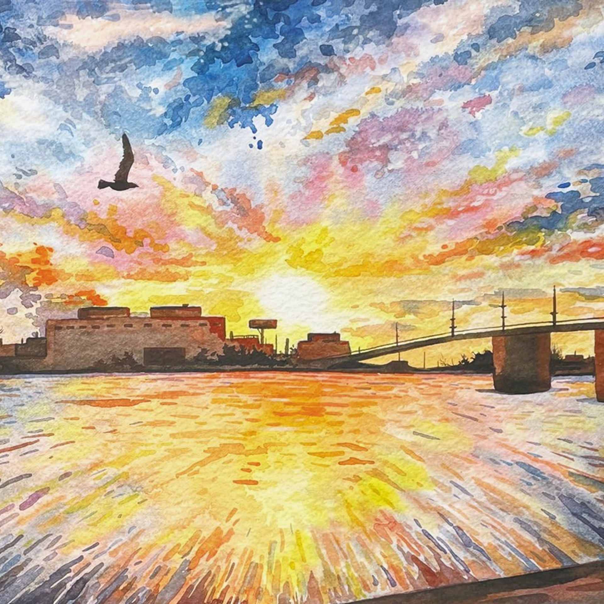 «Володарский мост». Акварель, 42х29,7 см., 2023