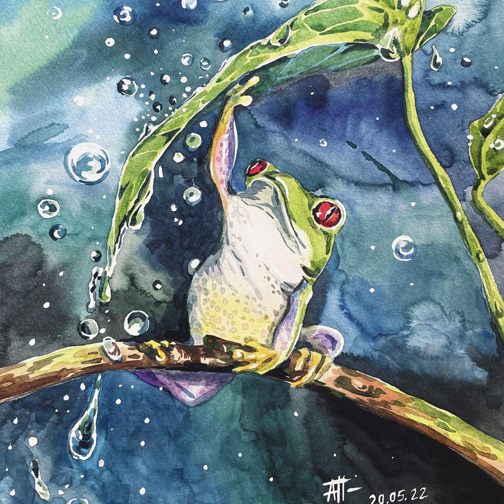 «Дождь». Акварель, 23х30,5 см., 2022