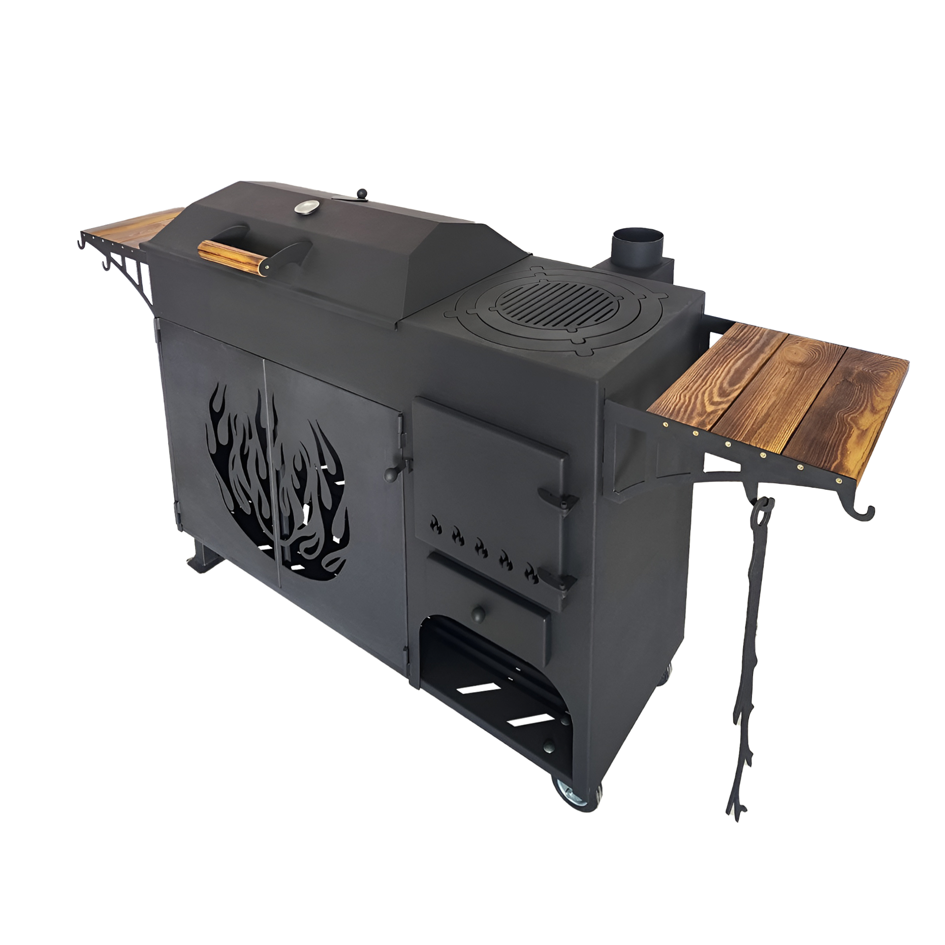 «Виктория» мангал-гриль, печь под казан с&nbsp;дровницей