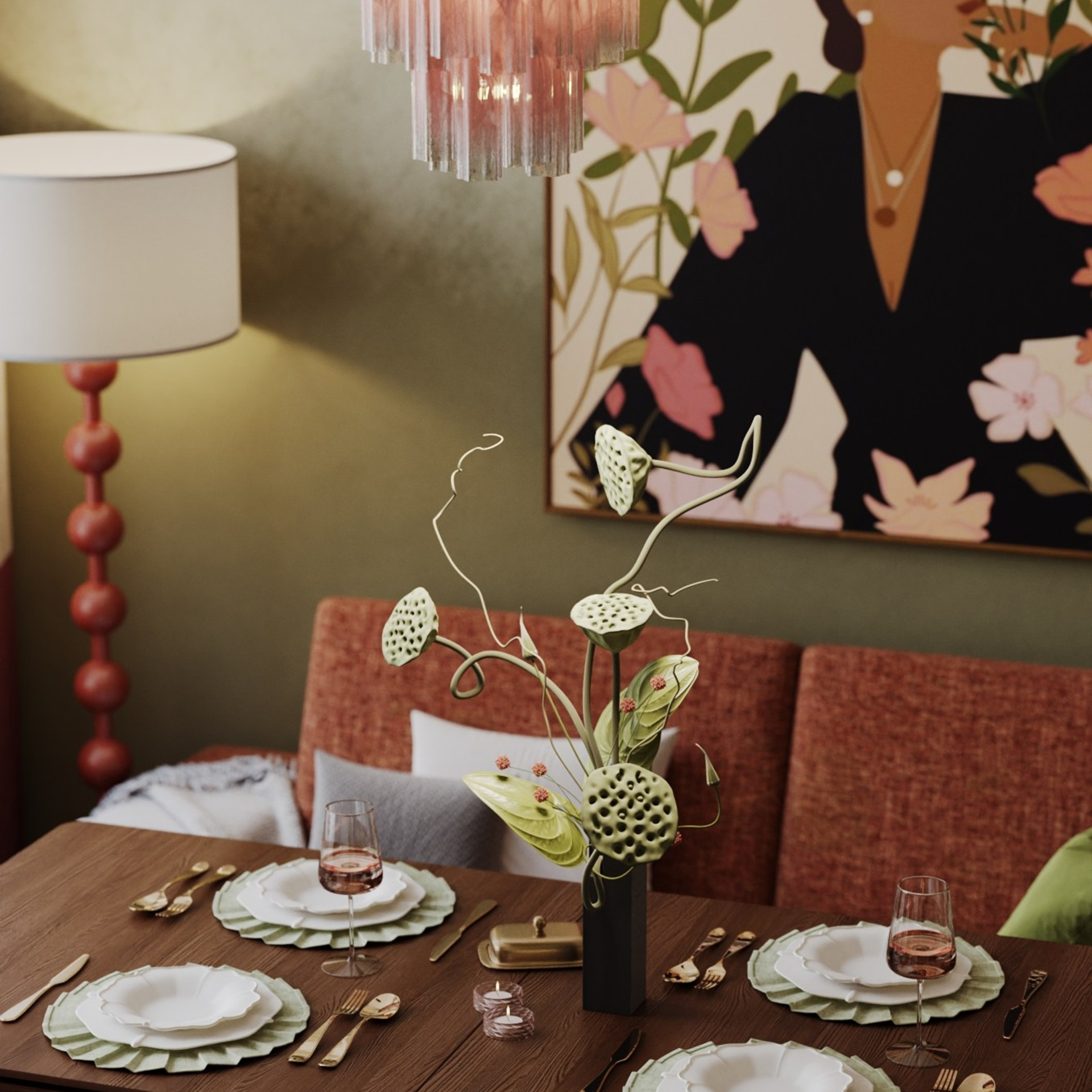 Гостиная с яркими акцентами