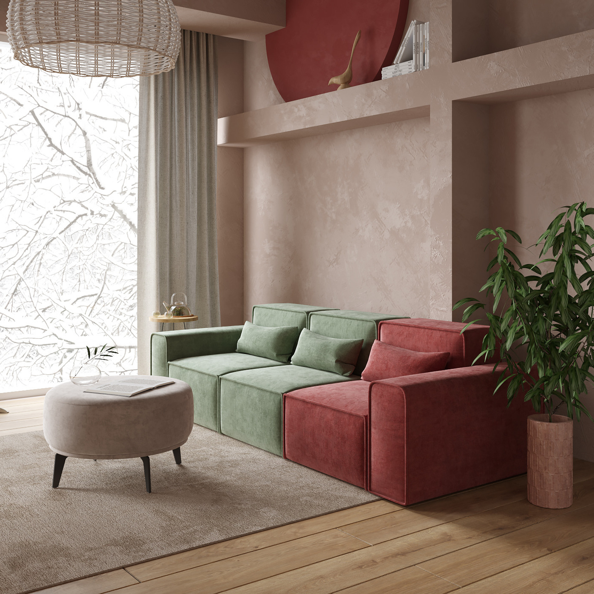 Gentle Japandi (2022). Дизайн интерьера | 3D визуализация | Миланская Марина