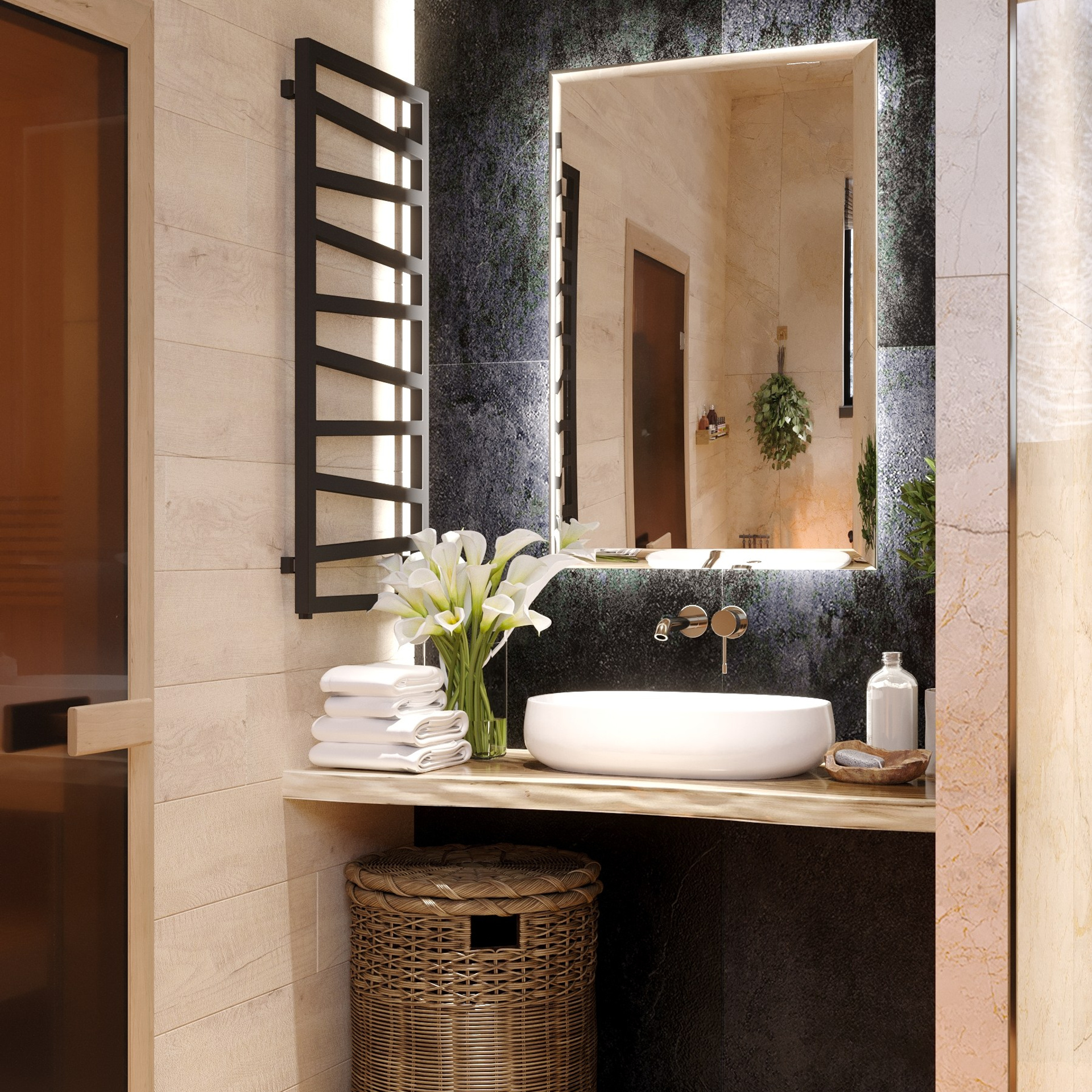 Санузел перед входом в парную