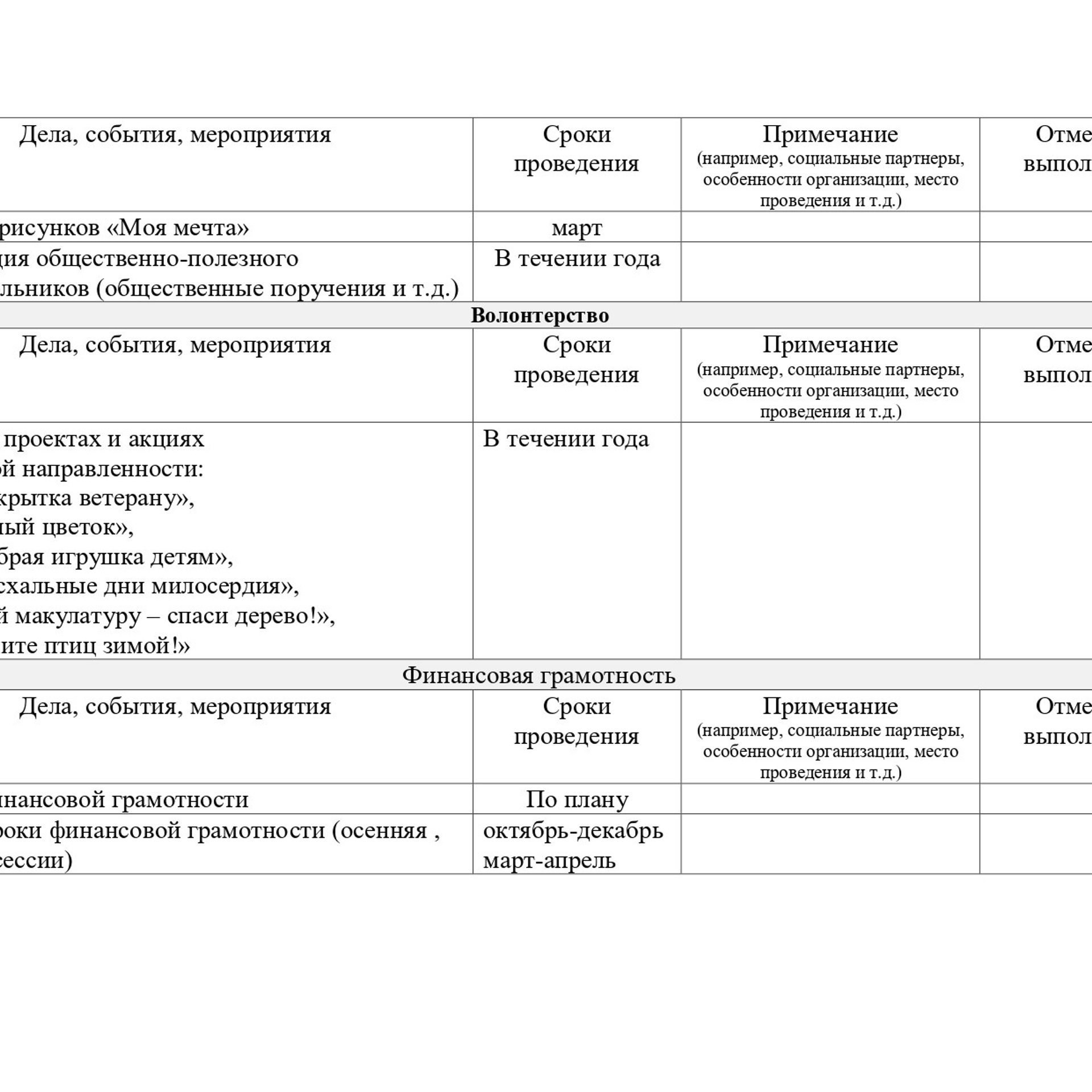 План воспитательной работы 2022-2023