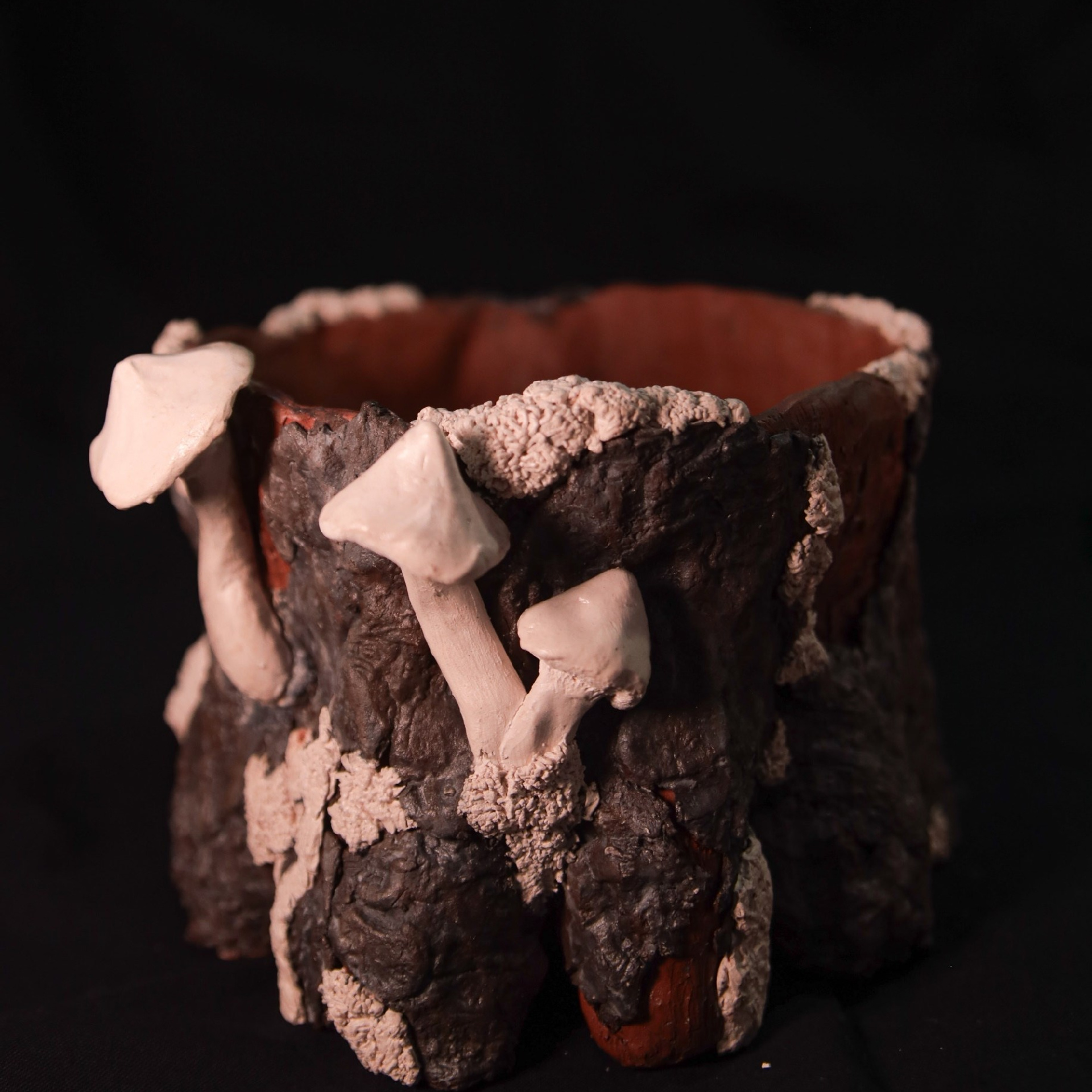 Кашпо «Пень» большое с грибами 2500 р.