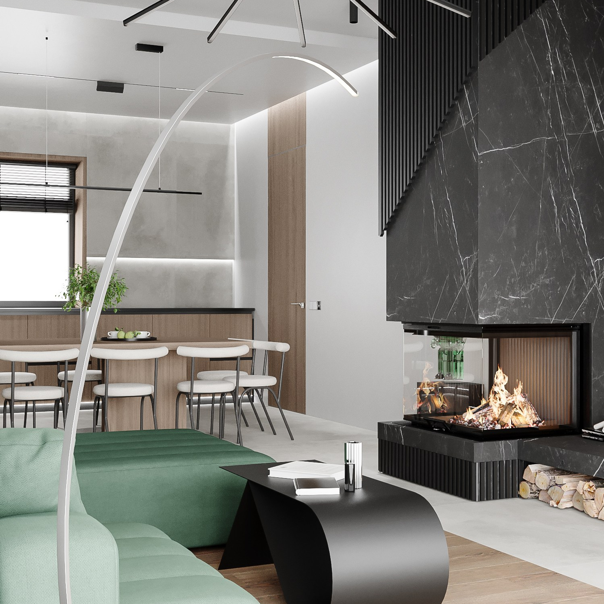 Холл, кухня-гостиная