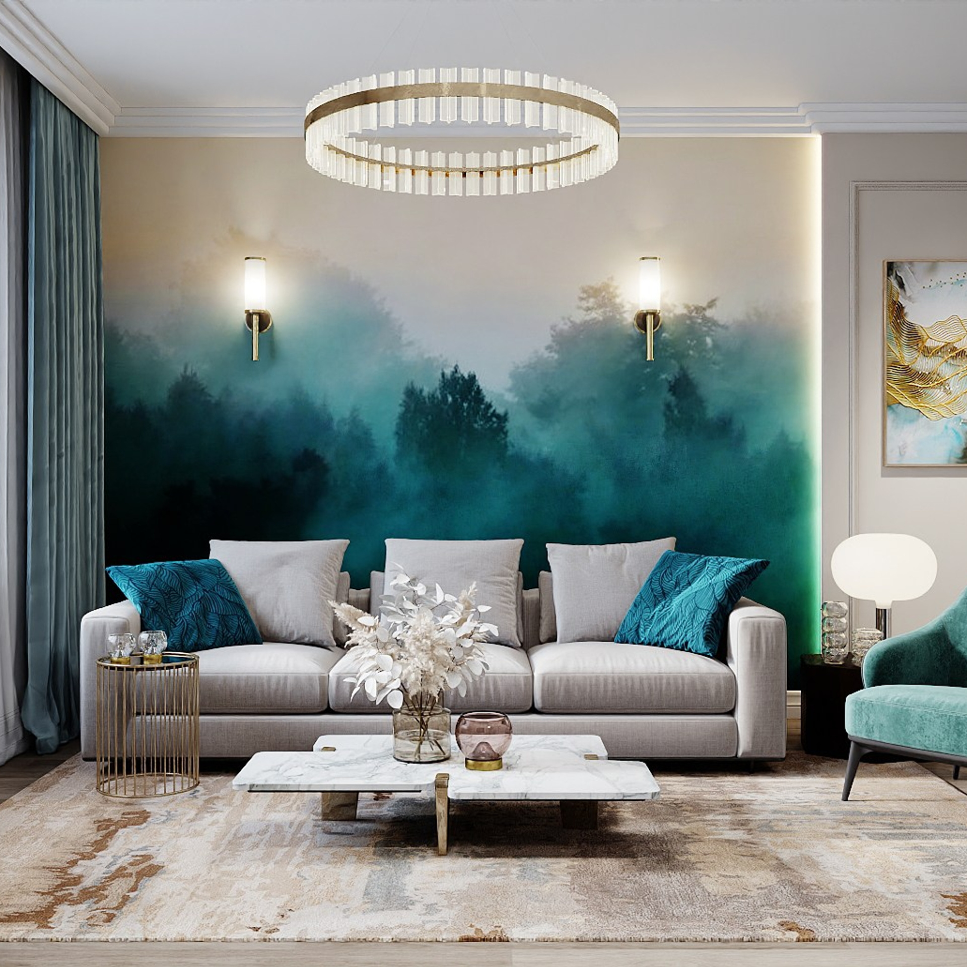 Дом с бирюзовыми акцентами