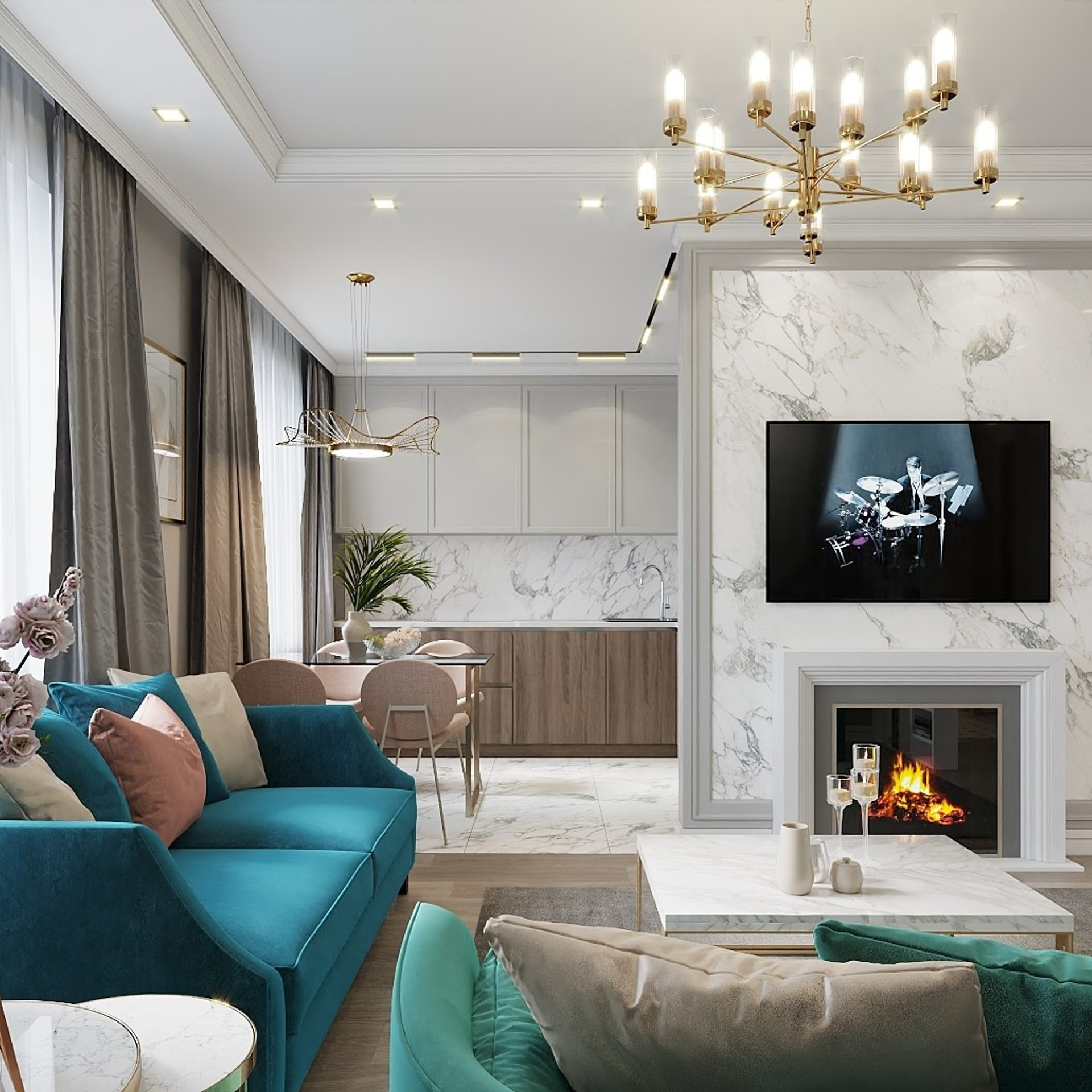 Квартира 74 м², в неоклассике, г. Москва