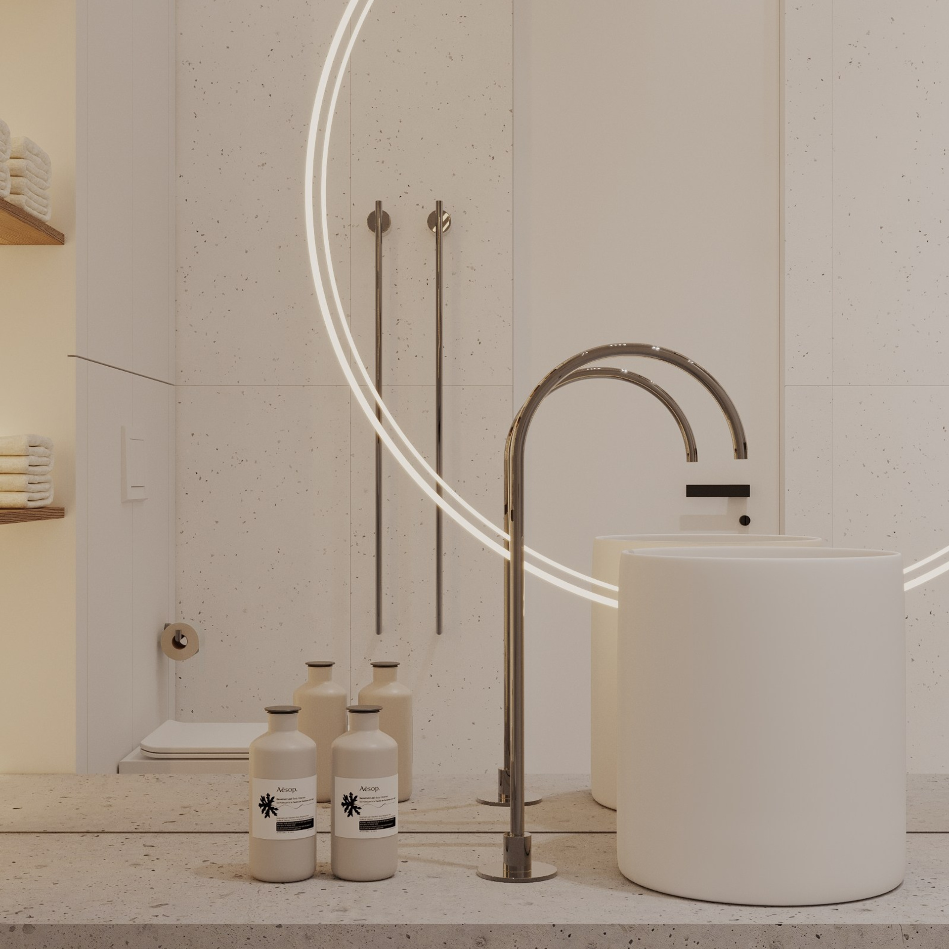 3D Визуализация сан.узла в стиле минимализм