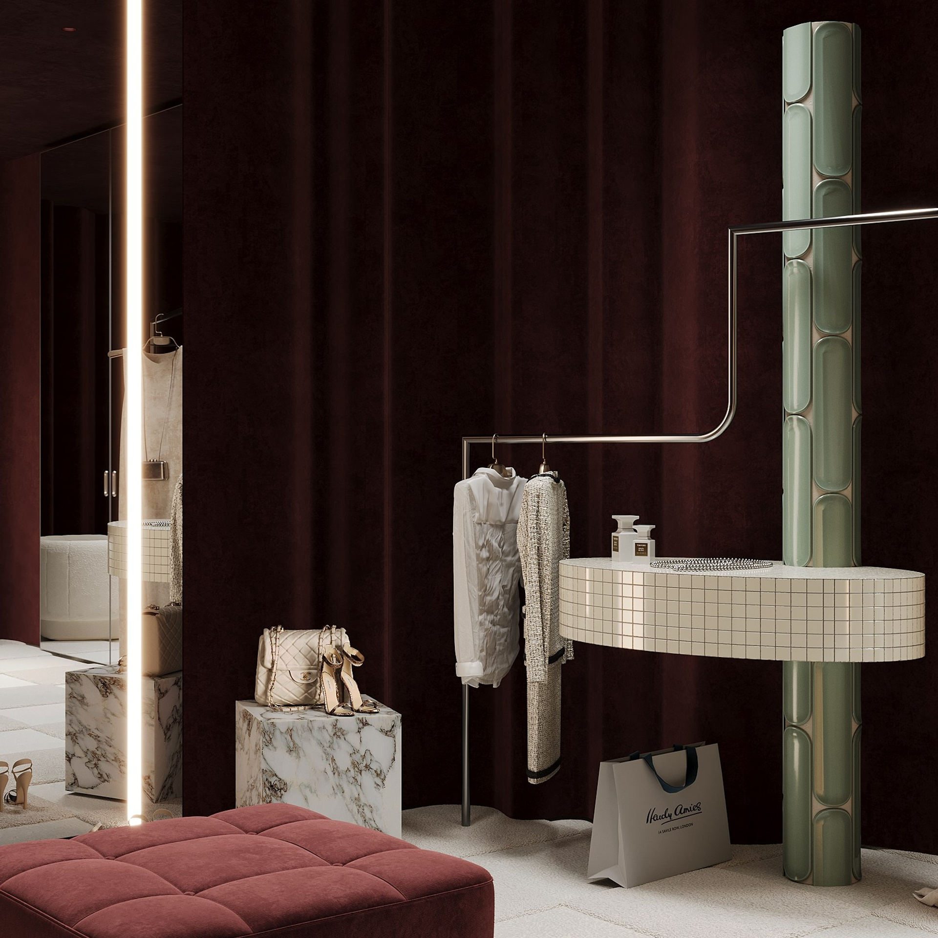 Примерочная в бутике женской одежды. 3D визуализатор интерьера Антонина Ковалёва @kovalevaacg