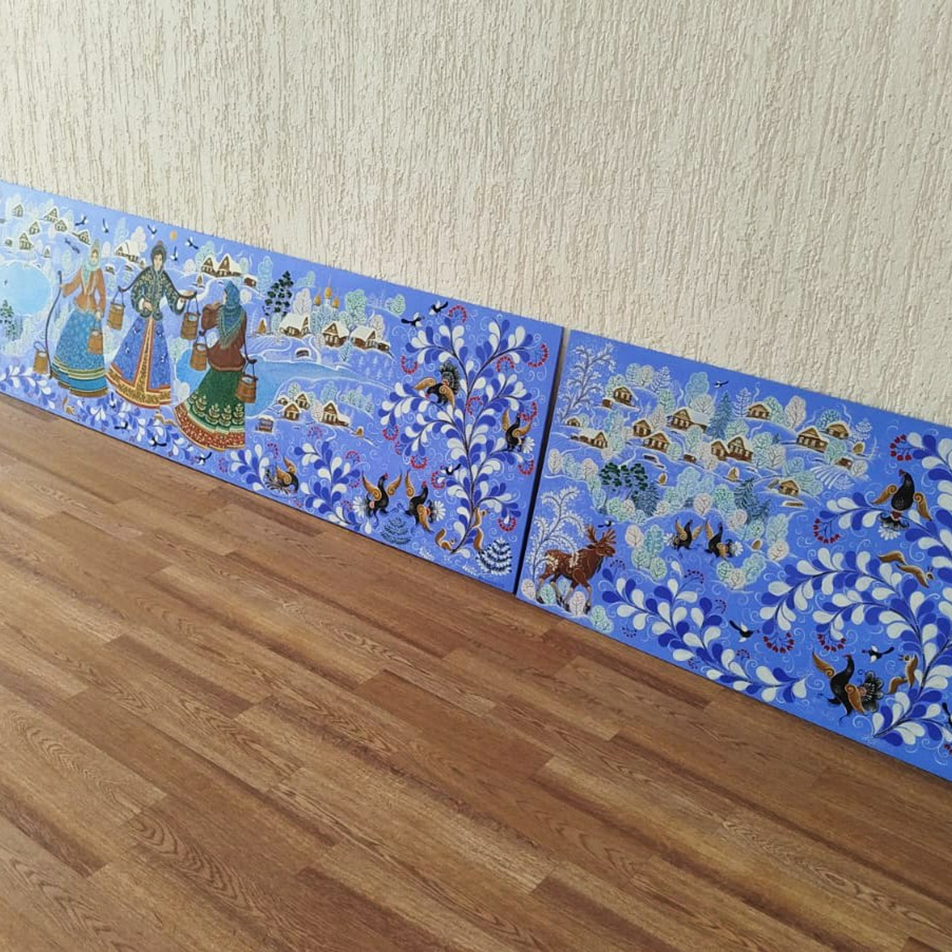 Тройное панно для Ростелеком. Сувениры и подарки с Ордынской росписью | Новосибирск