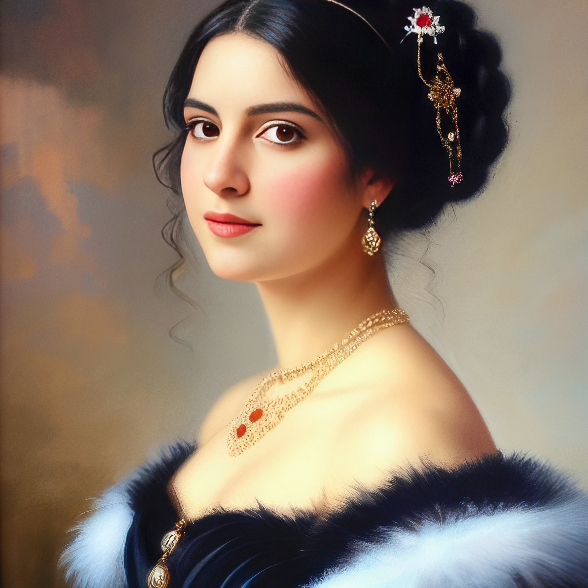 женский исторический портрет нейросеть