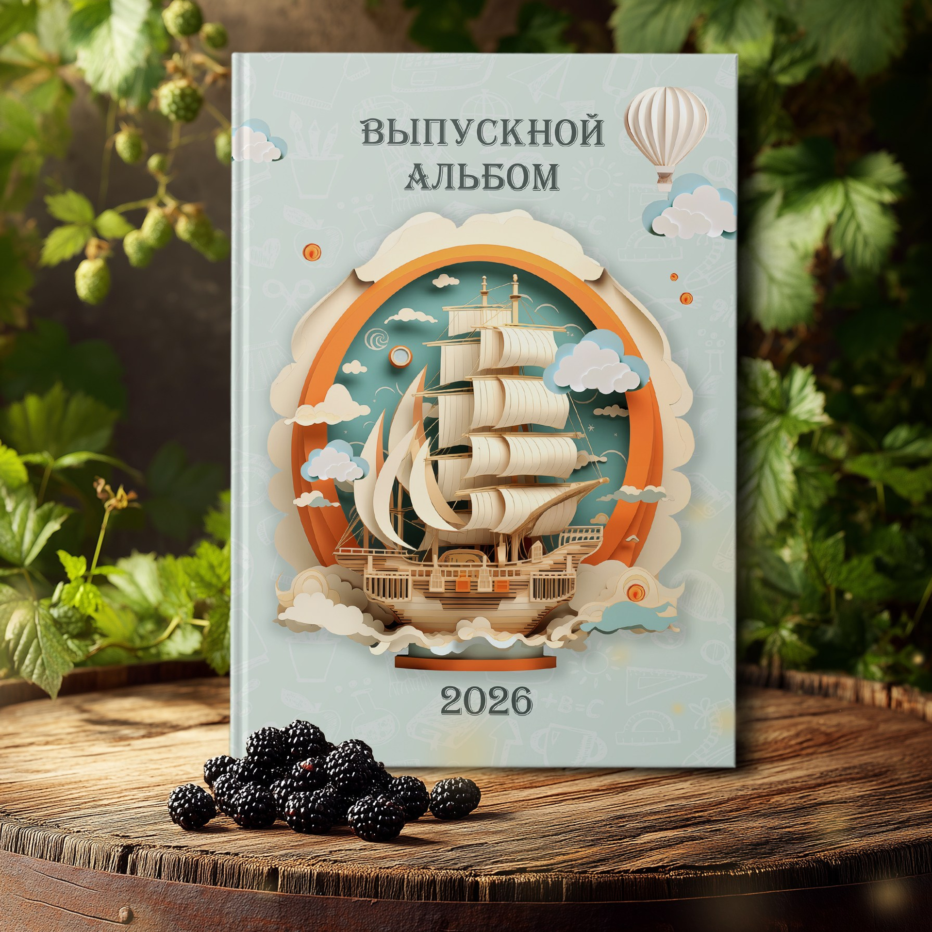 Мокап Сирень и ежевика. Шаблоны и дизайны выпускных альбомов и фотокниг