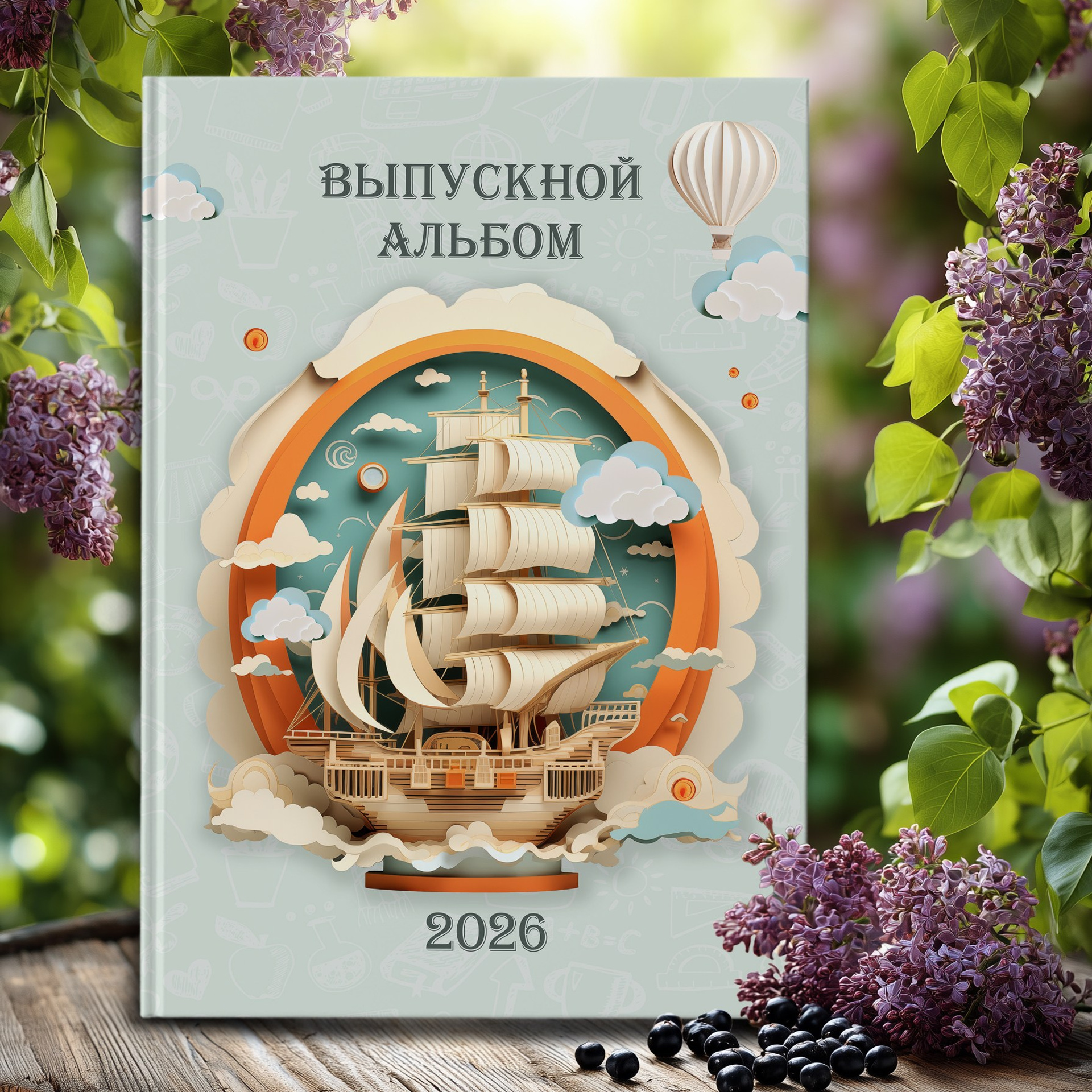 Мокап Сирень и ежевика. Шаблоны и дизайны выпускных альбомов и фотокниг