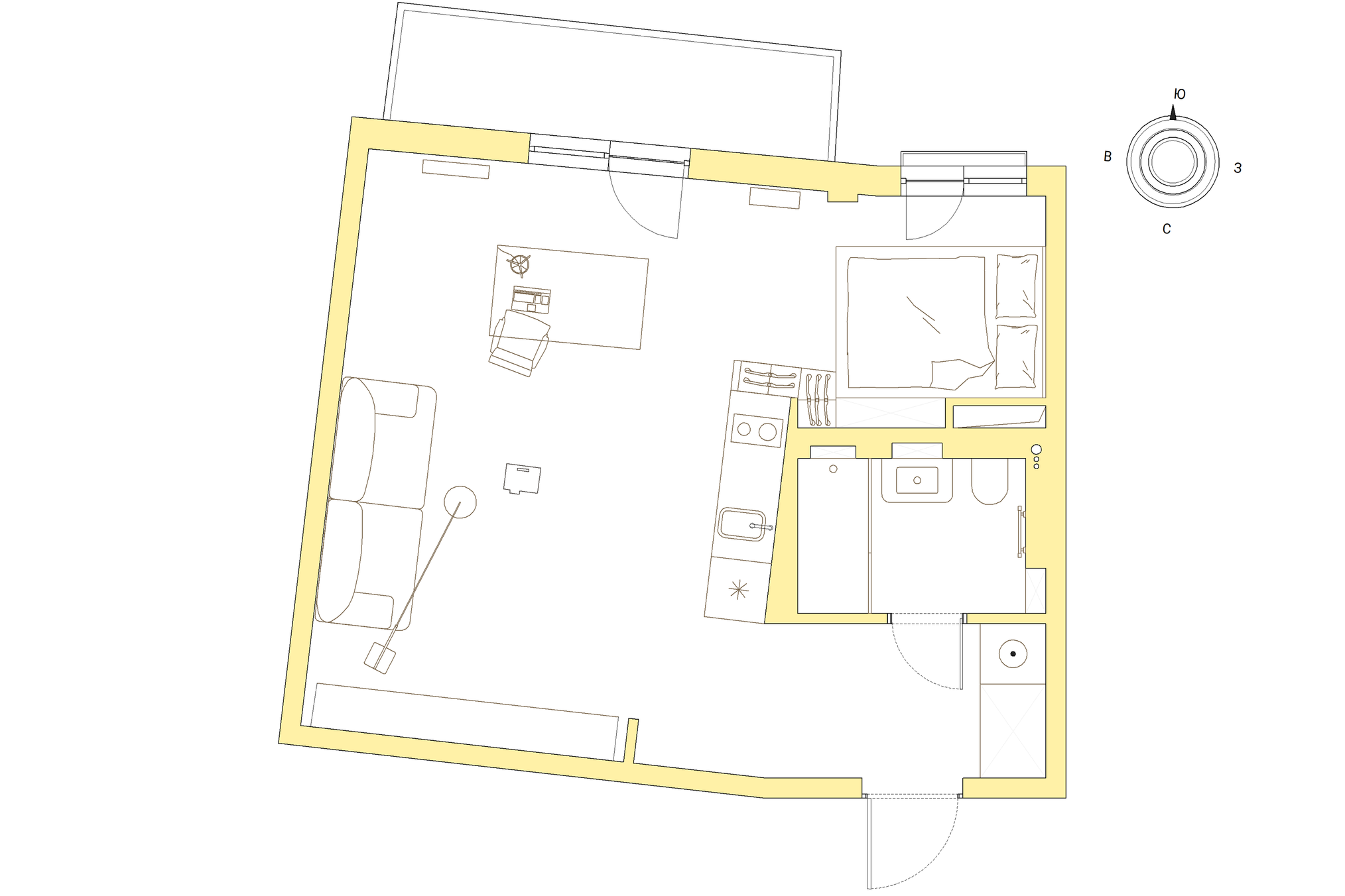 Минималистичная и функциональная студия для холостяка, ЖК Лахта парк. Дизайн интерьера в Петербурге Ворфаламеева Яна