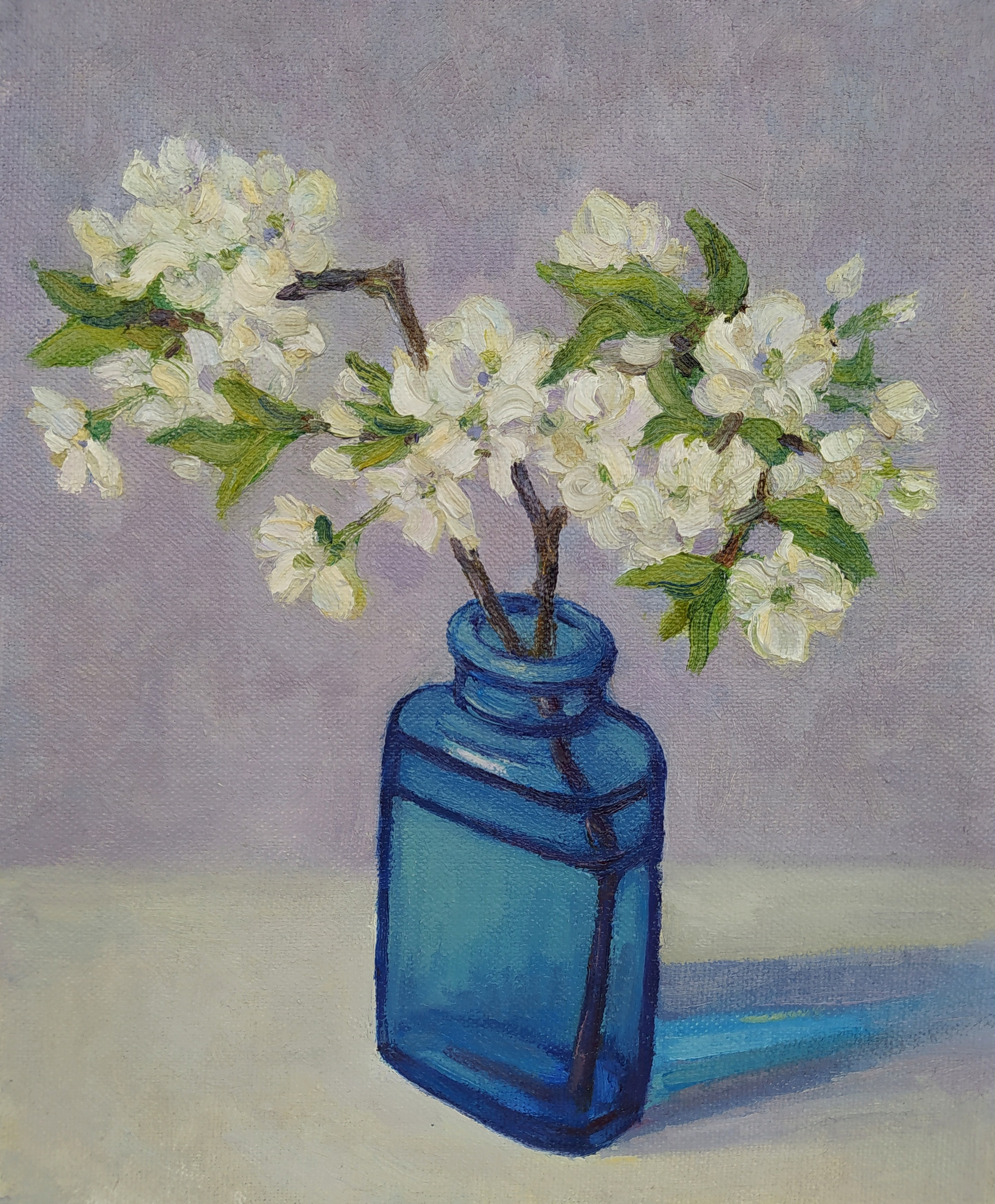 Натюрморт с яблоневой веткой - купить картину маслом