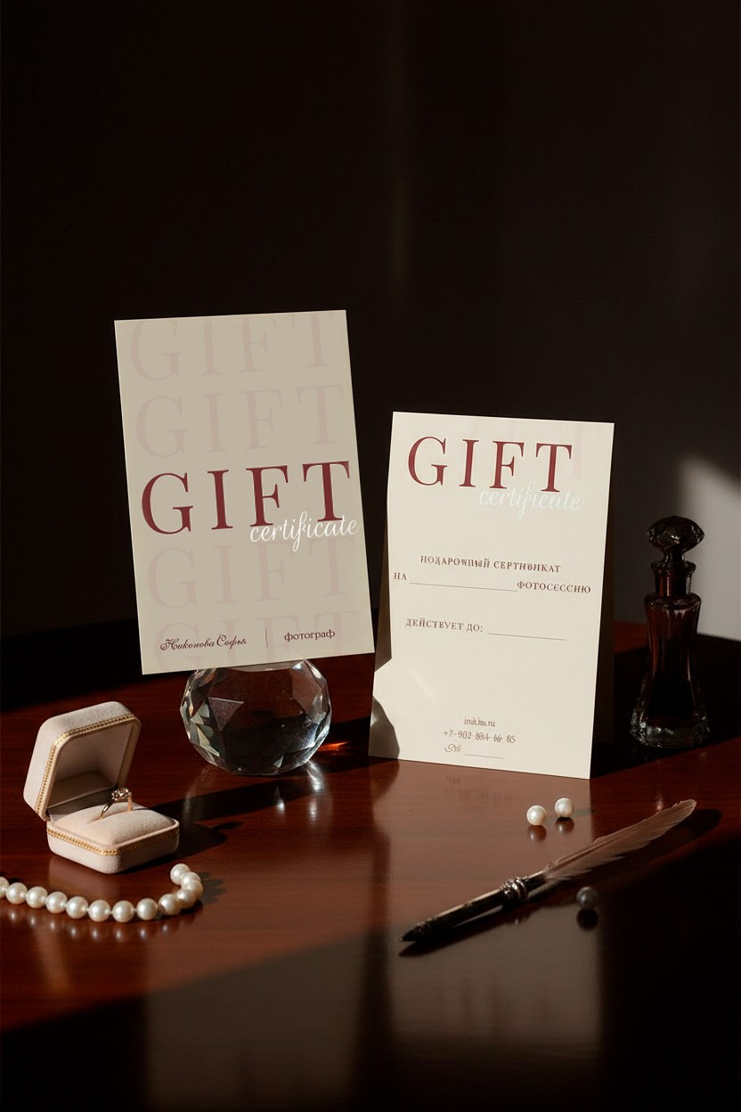 Подарочные Сертификаты. Фотограф Никонова Софья