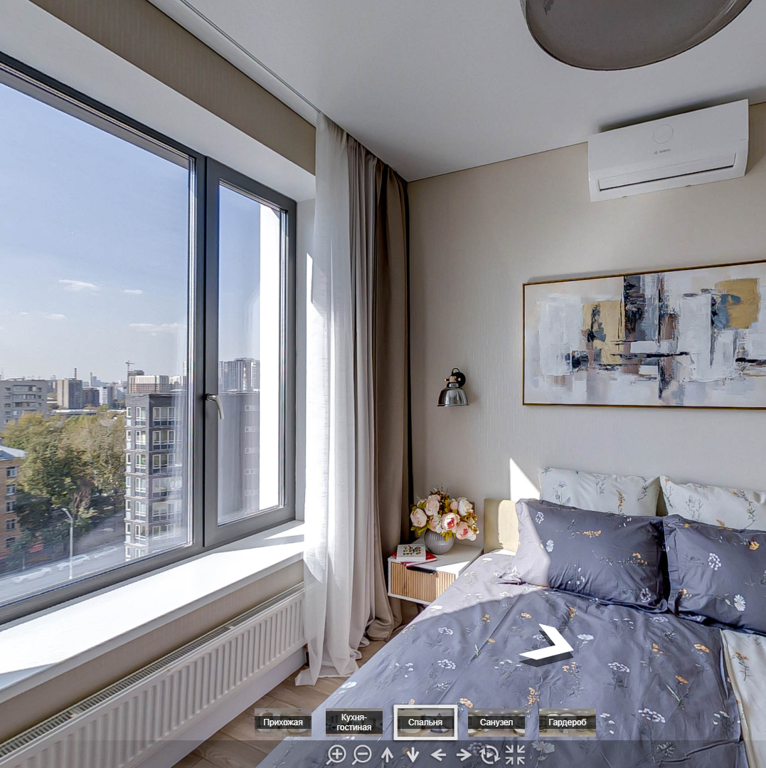 Виртуальный 3D тур по двухкомнатной квартире для продажи. Съёмка панорам на камеру на камеру Insta360 ONE RS 1-Inch. Панорамный фотограф Кузнецов Сергей.