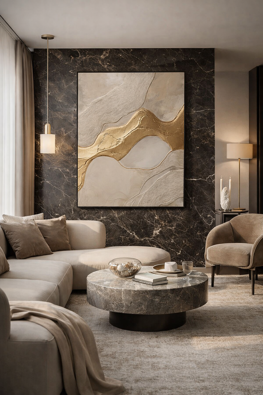 Авторская абстрактная картина в интерьере, современное искусство, дизайнерский декор, уникальная художественная работа. Авторская абстрактная картина «Золотое сечение» в дизайнерском интерьере, художественное полотно, основанное на гармонии пропорций и визуальном балансе.