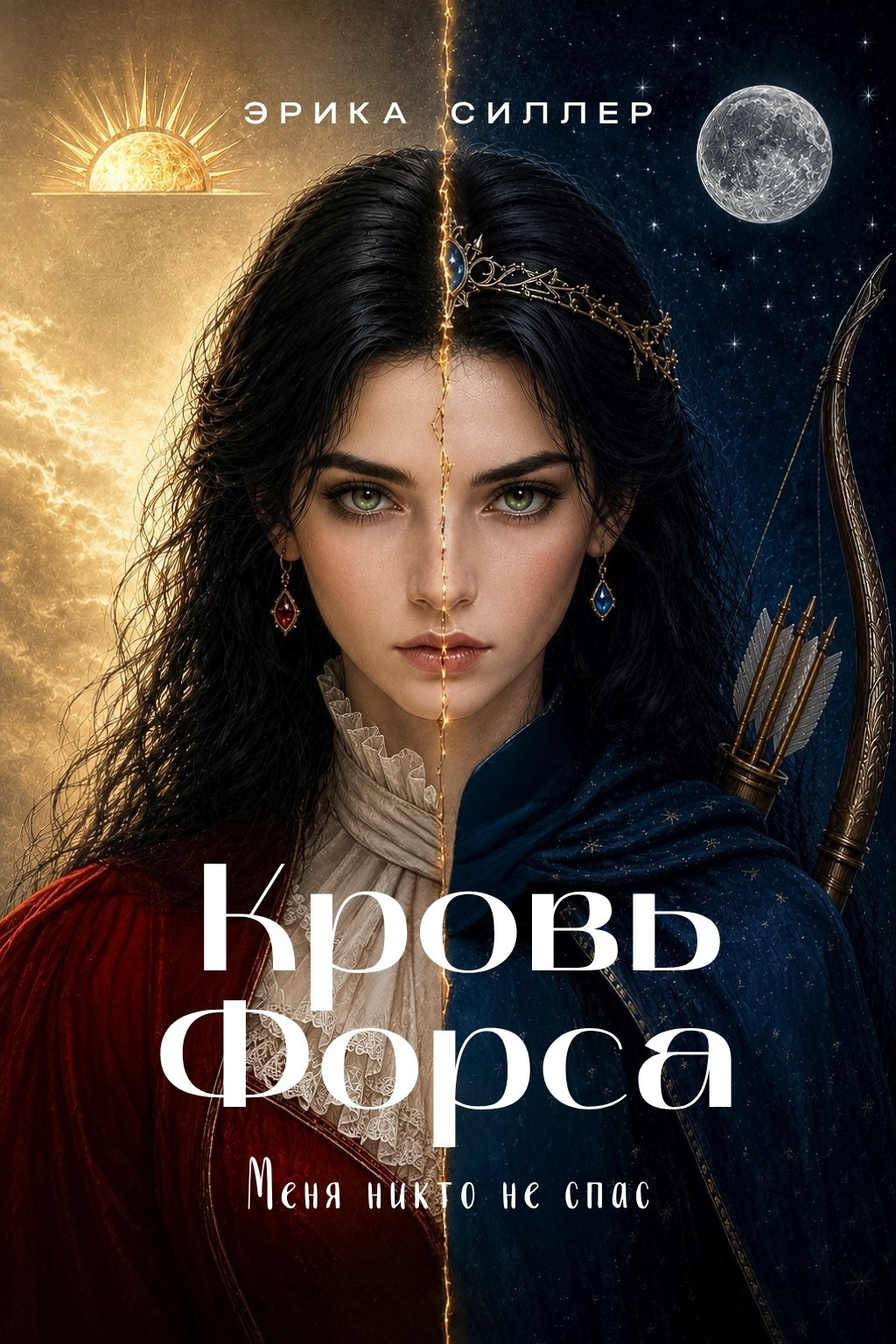 Обложка темного любовного фэнтези "Кровь Форса". Автор Эрика Силлер. Принцесса Мираэль и Дариан Форса.
