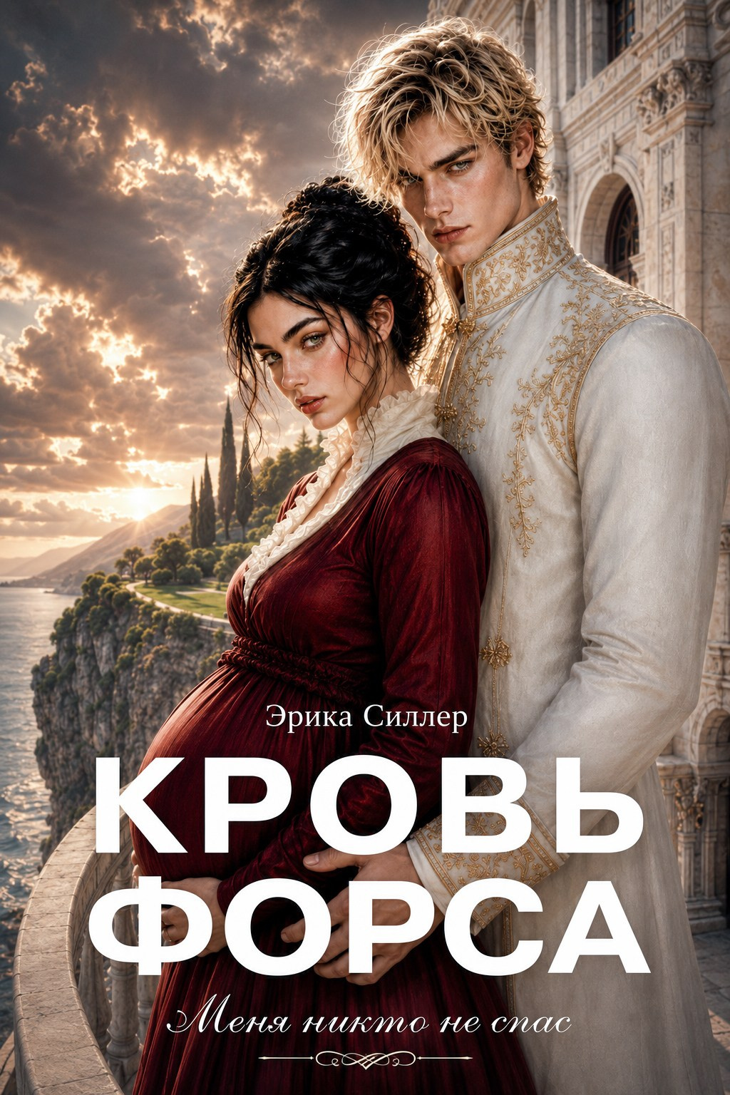 Обложка книги «Кровь Форса», Эрика Силлер. Темная романтика о пленнице и принце. Мираэль Эйборн и Дариан Форс. Любовное фэнтези.