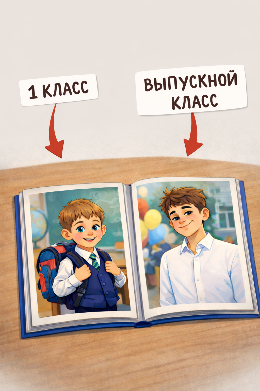 Разворот в выпускной альбом «От первого класса до Выпускного». Выпускные альбомы в Уфе и Башкортостане