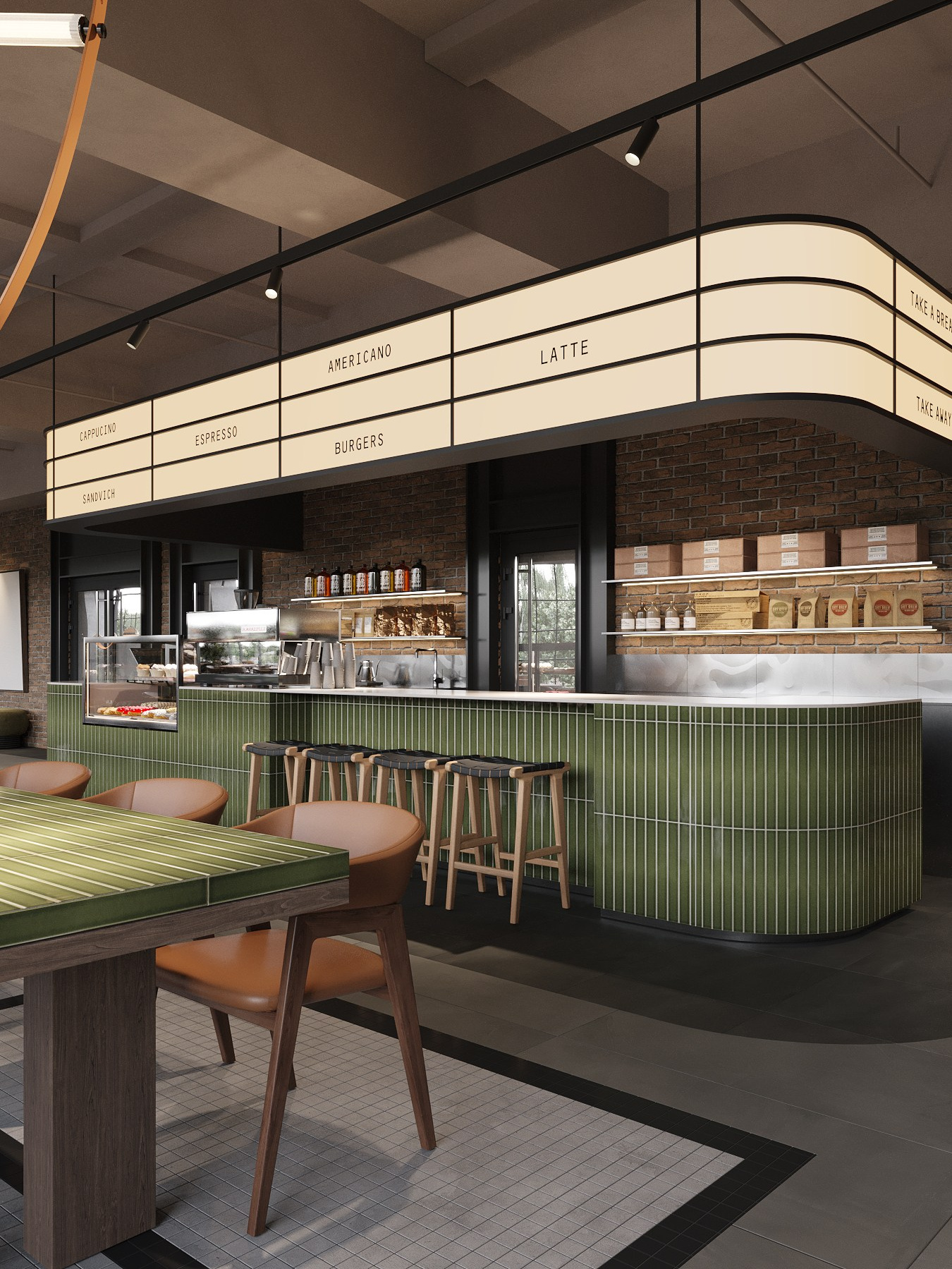 ФУДКОРТ КРК «ЗАРЯ» / кинотеатр, 300 м². Rezells Architects — студия дизайна жилых и коммерческих интерьеров