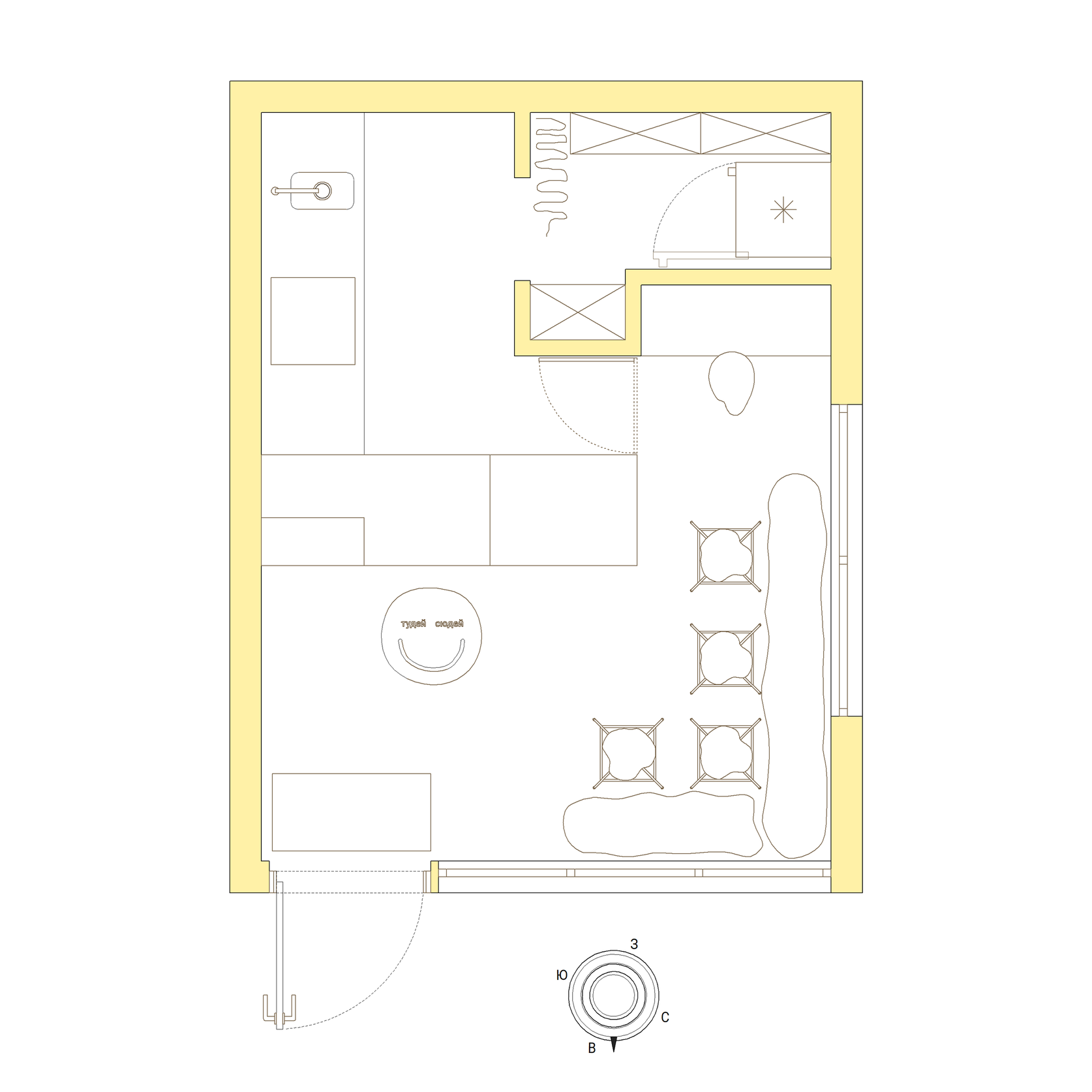 Кофейня Today Coffee, 20 м² — яркий дизайн, эффективная планировка, отдельный склад, 6 посадочных мест. Дизайн интерьера в Петербурге Ворфаламеева Яна