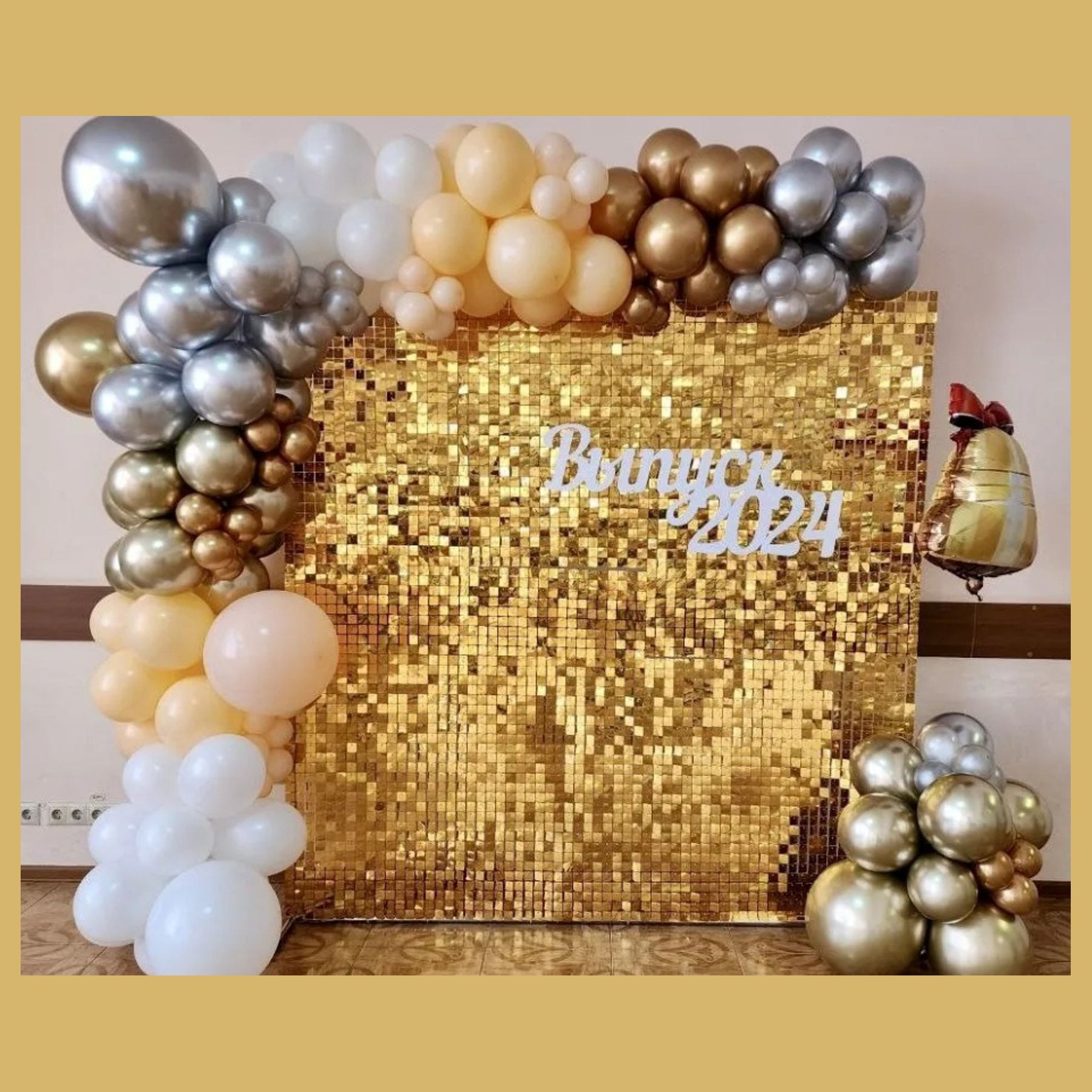 Фотозона пайетки выпускной. Студия праздничного декора