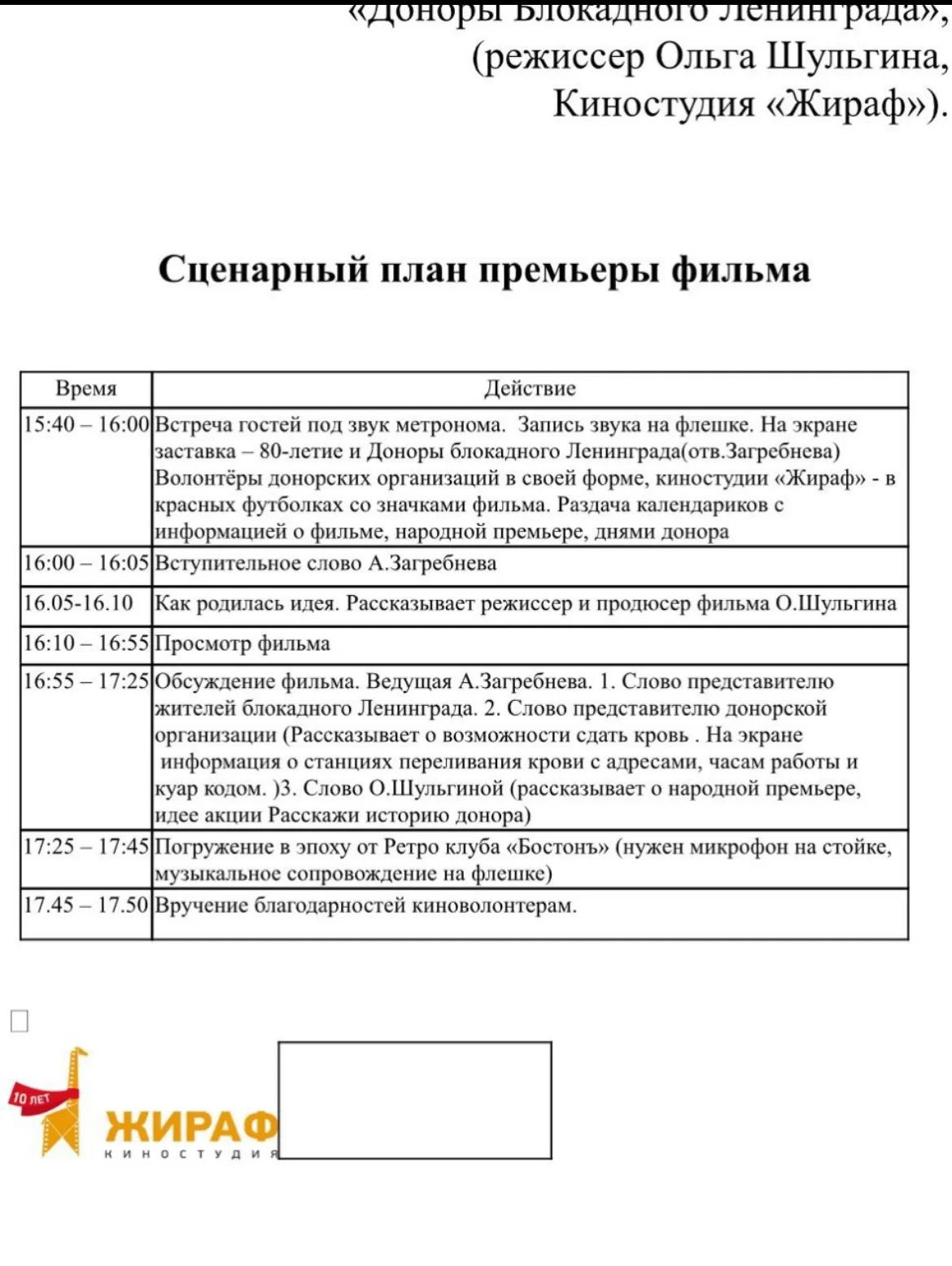 Репортажная съёмка премьеры документального фильма "Доноры блокадного Ленинграда"