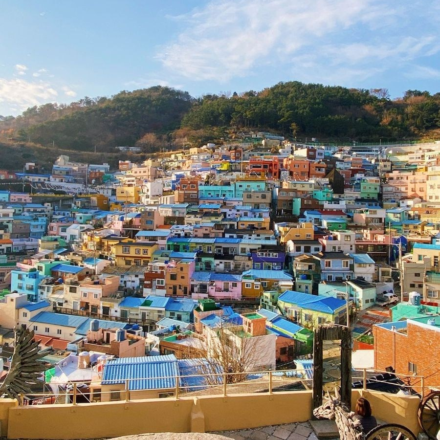 Panorama of the colorful houses of Gamcheon Culture Village, Busan · 釜山旅遊攝影