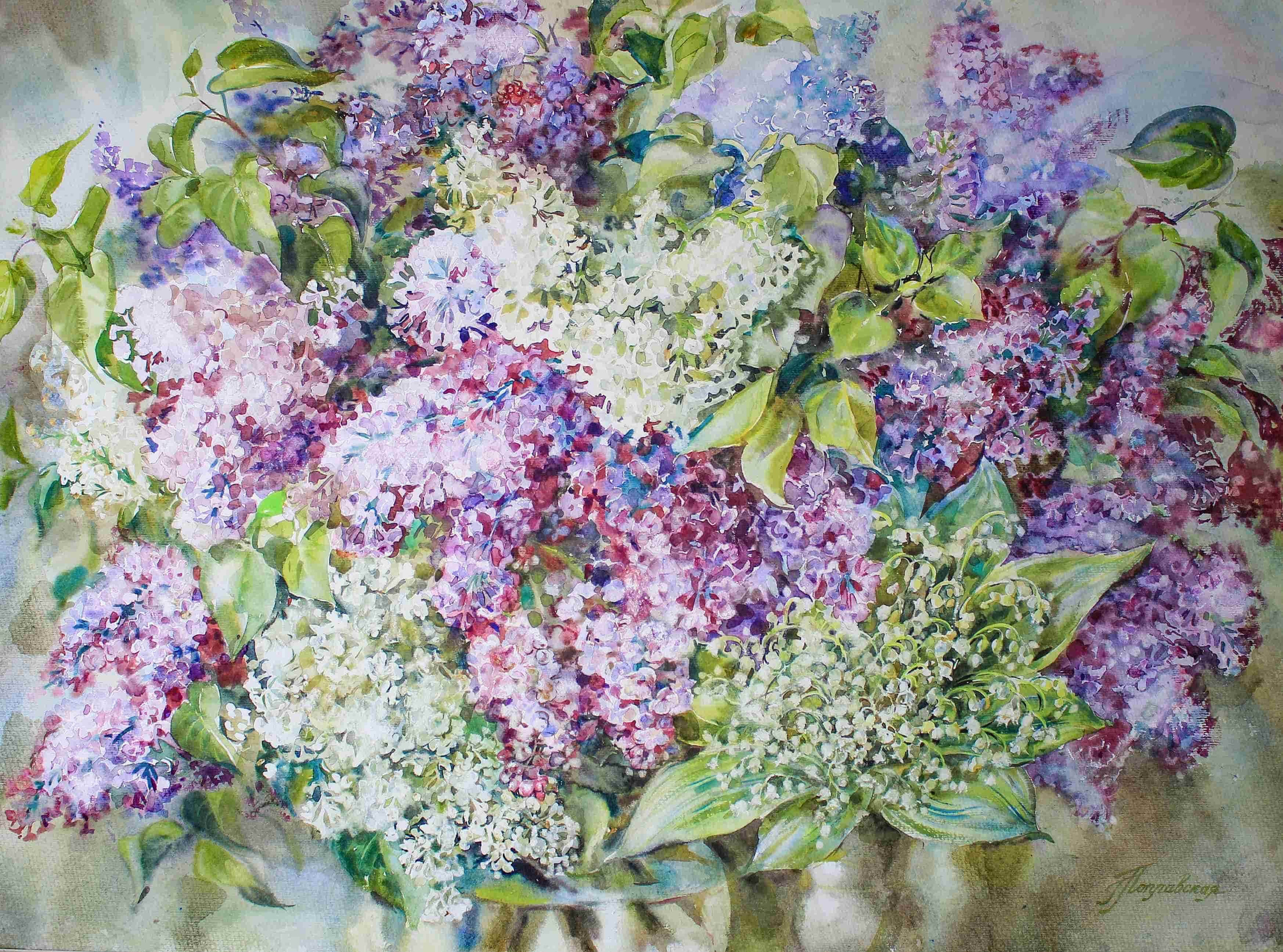 Цветы акварелью: тюльпаны, сирень, подснежники, розы, подсолнухи. Свет акварели Галины Поплавской