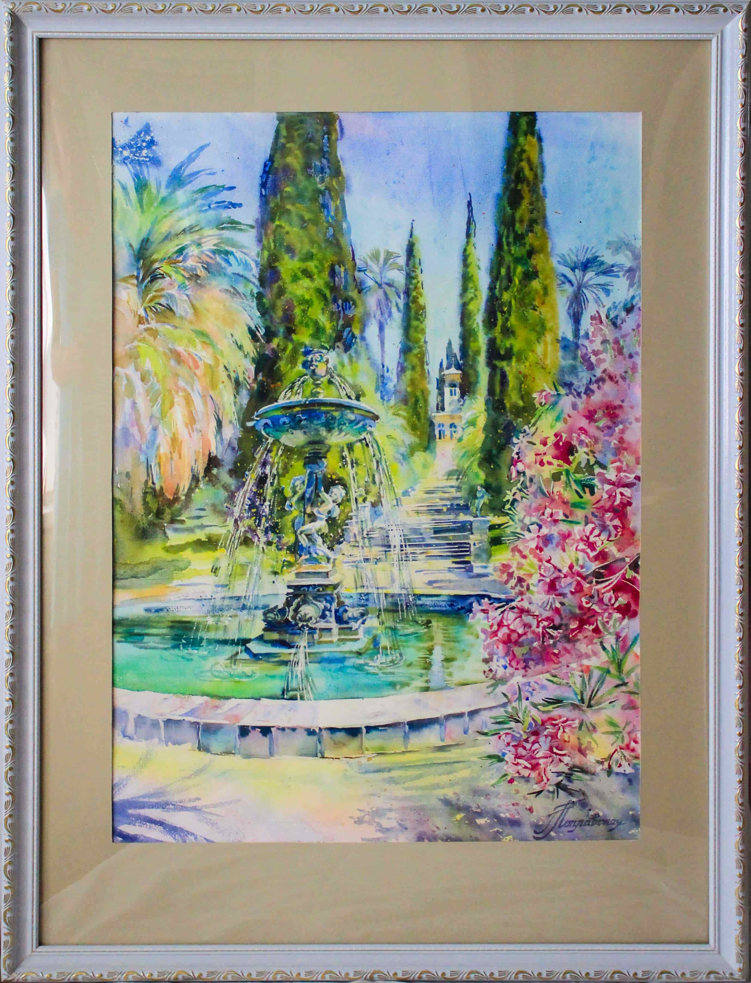 «Сочинский Дендрарий. Фонтан». Свет акварели Галины Поплавской